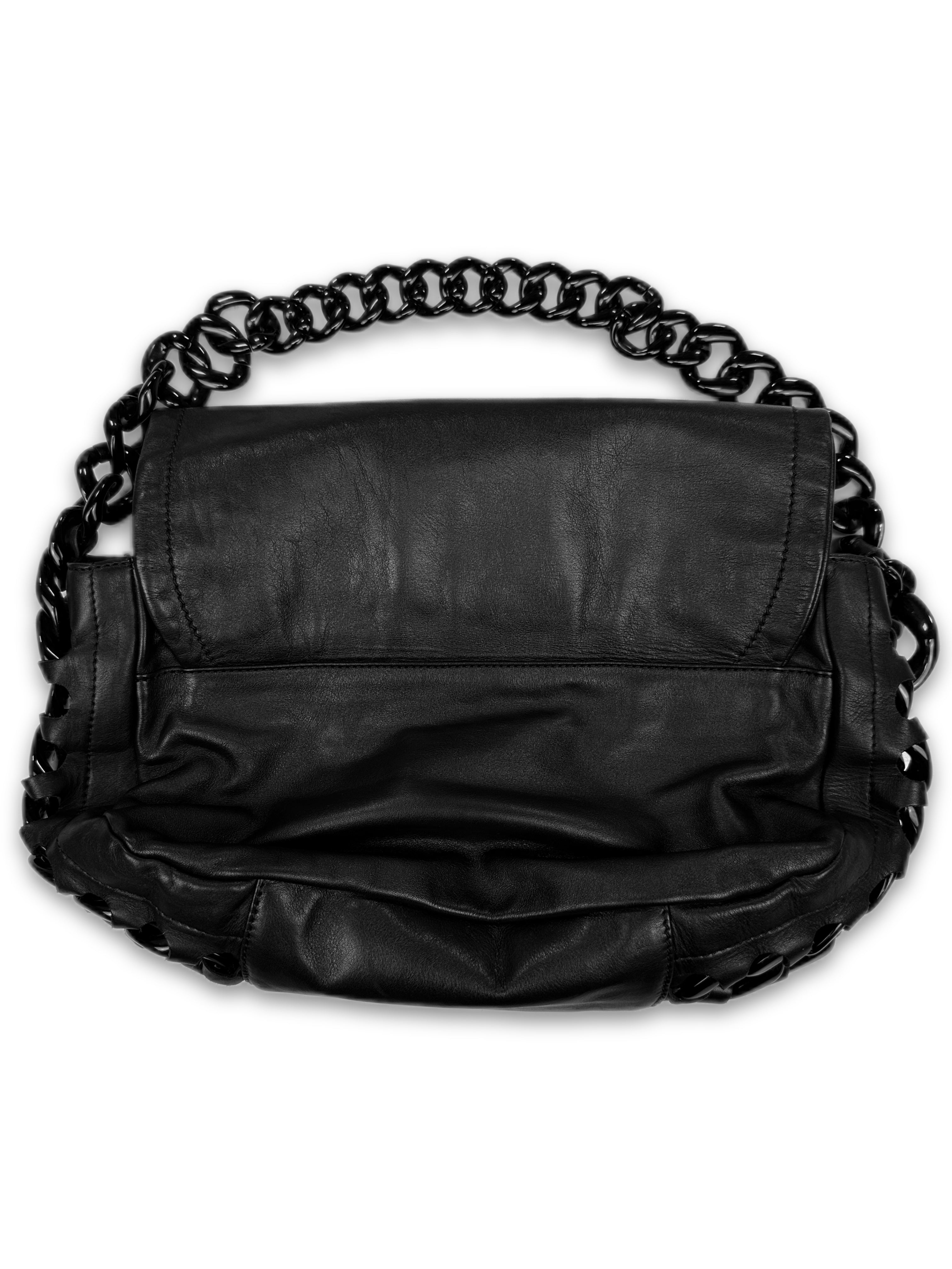 2006 Chanel Resin Modern Chain Black Lambskin Leather Flap Bag