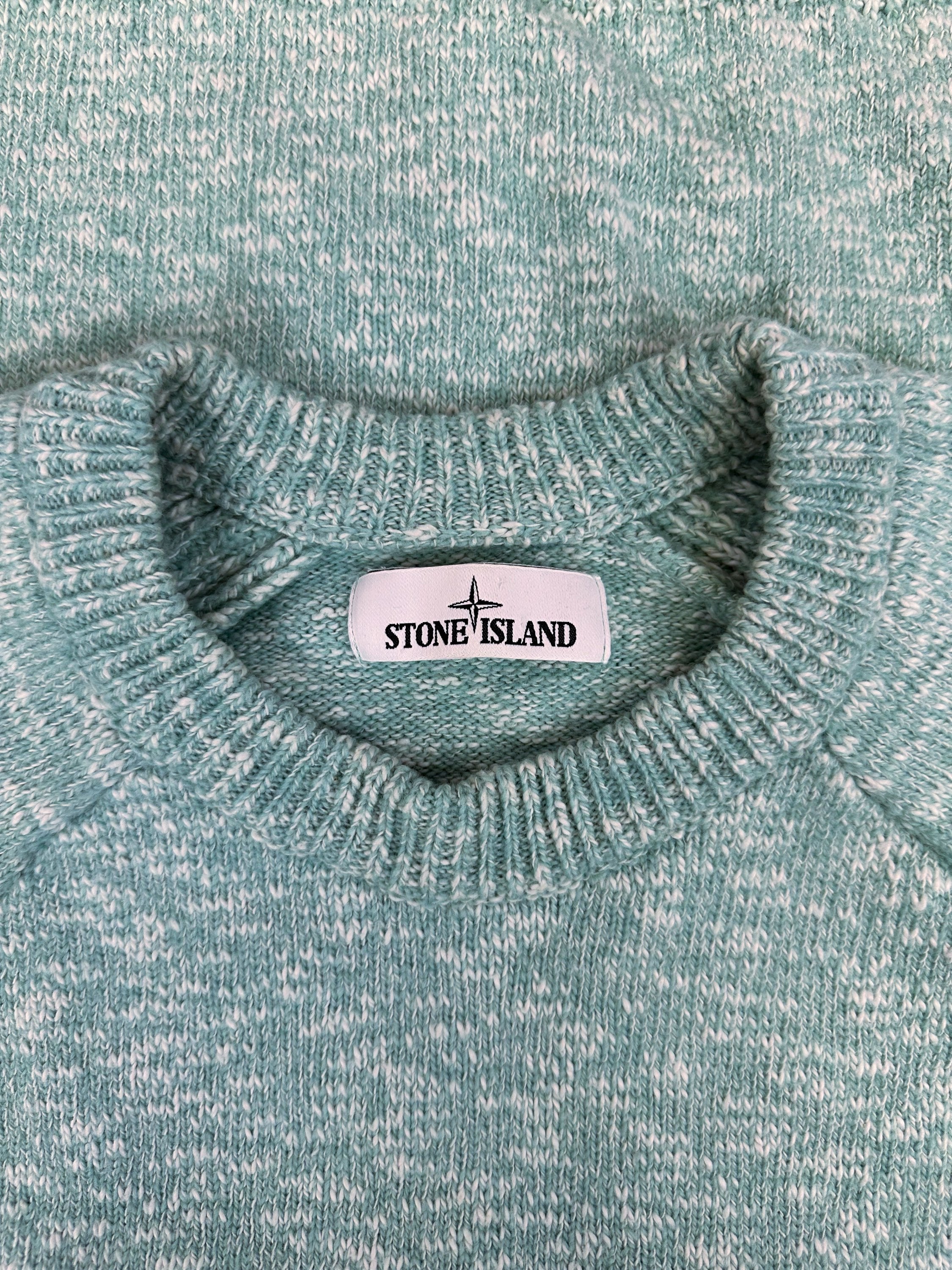 Stone Island Compass Patch Blue Knitted Sweater