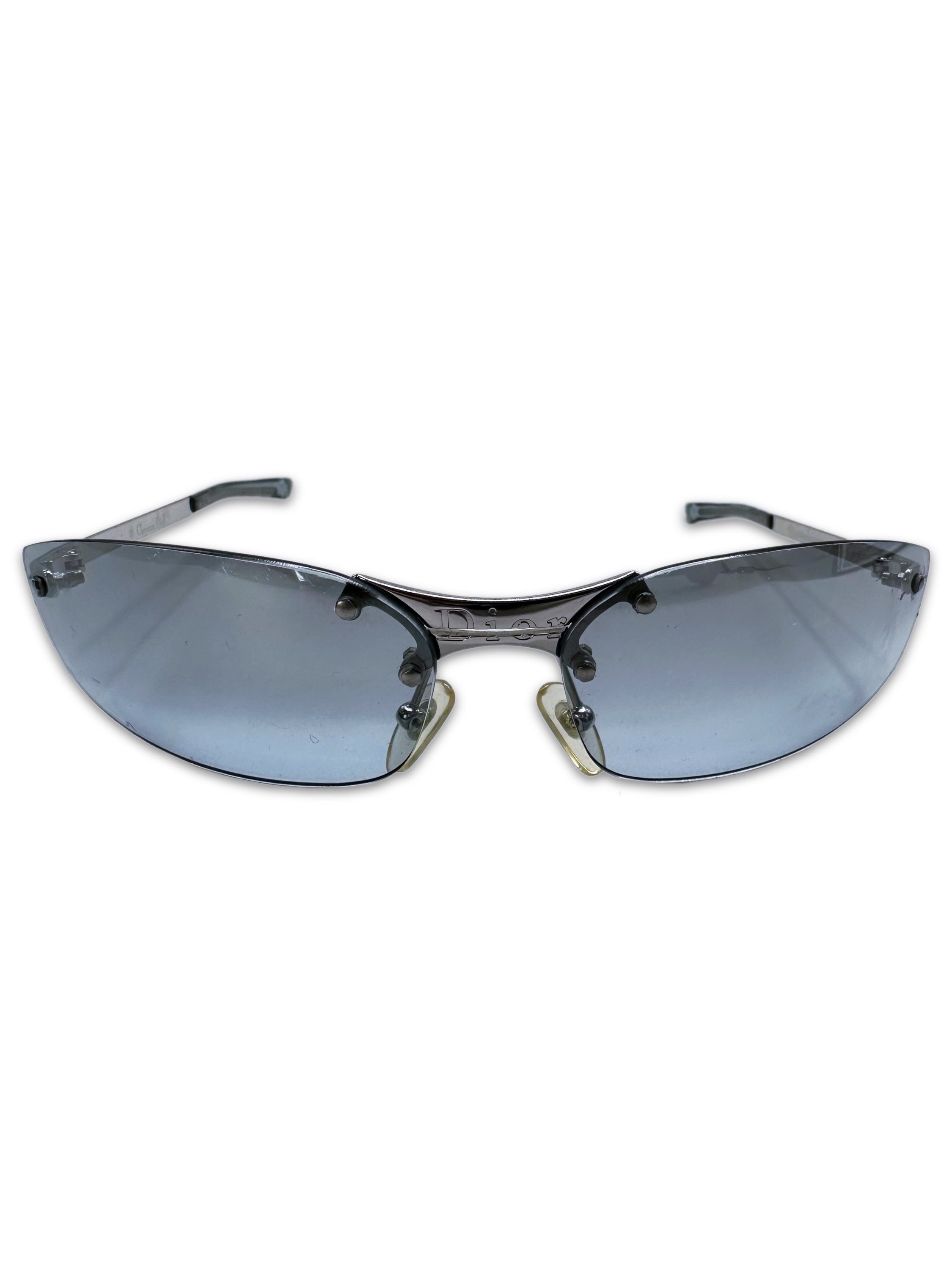 00s Dior ‘Star’ Motif Blue Tint Rimless Sunglasses