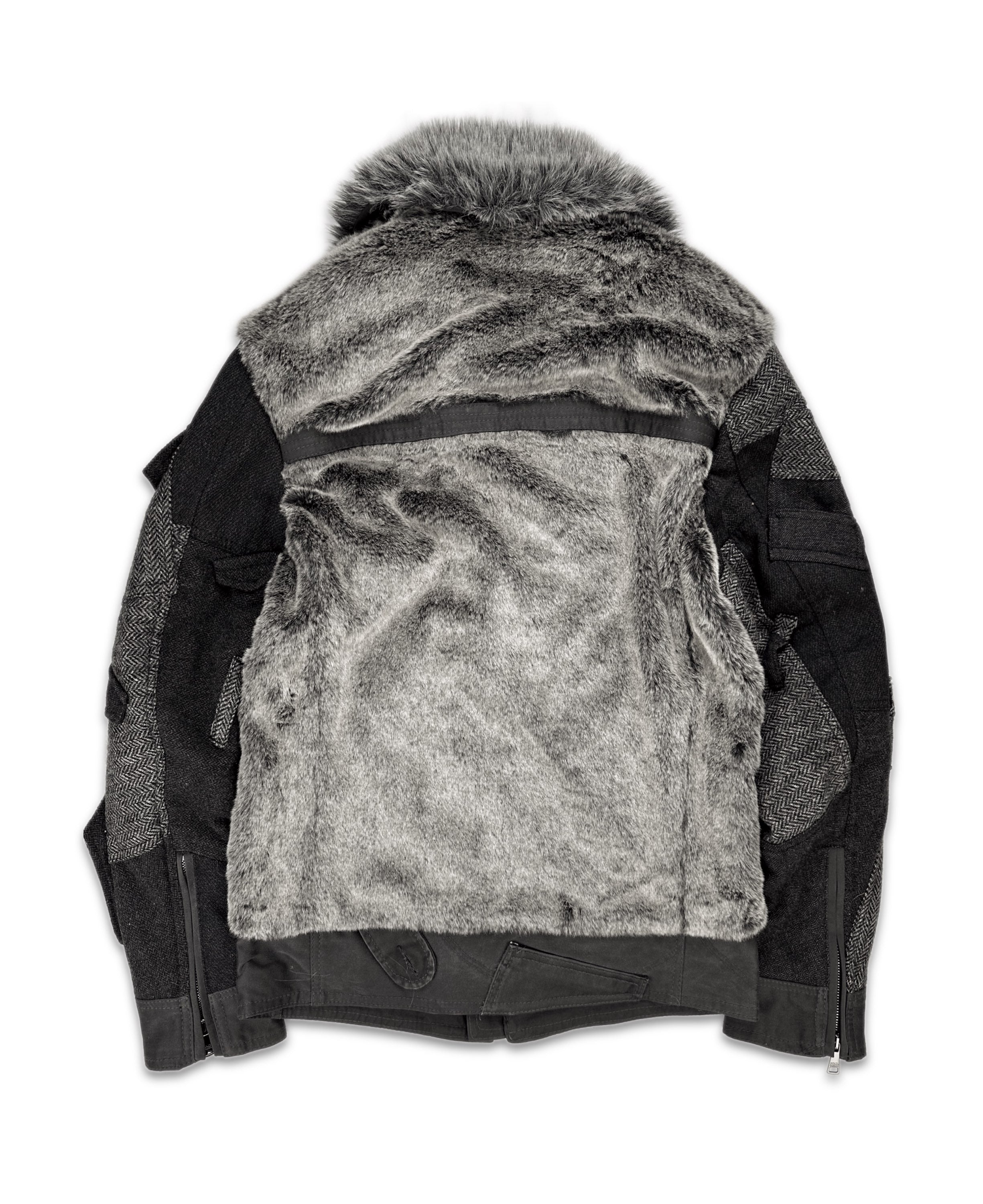 AW11 Dolce & Gabbana ‘Reconstructed’ Fur Patchwork Aviation Jacket