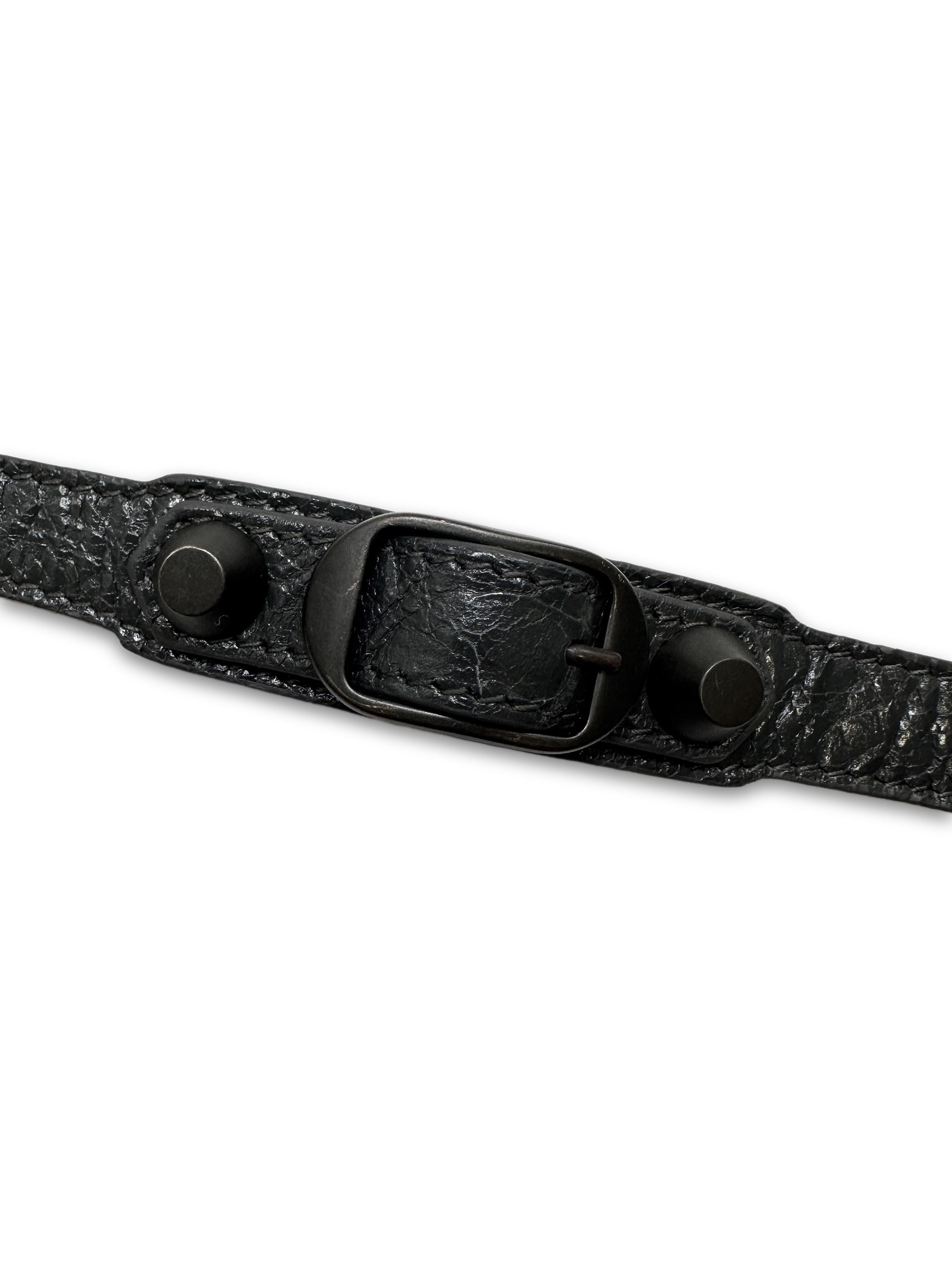 Balenciaga ‘City’ Triple Wrap Black Leather Belted Choker/Bracelet