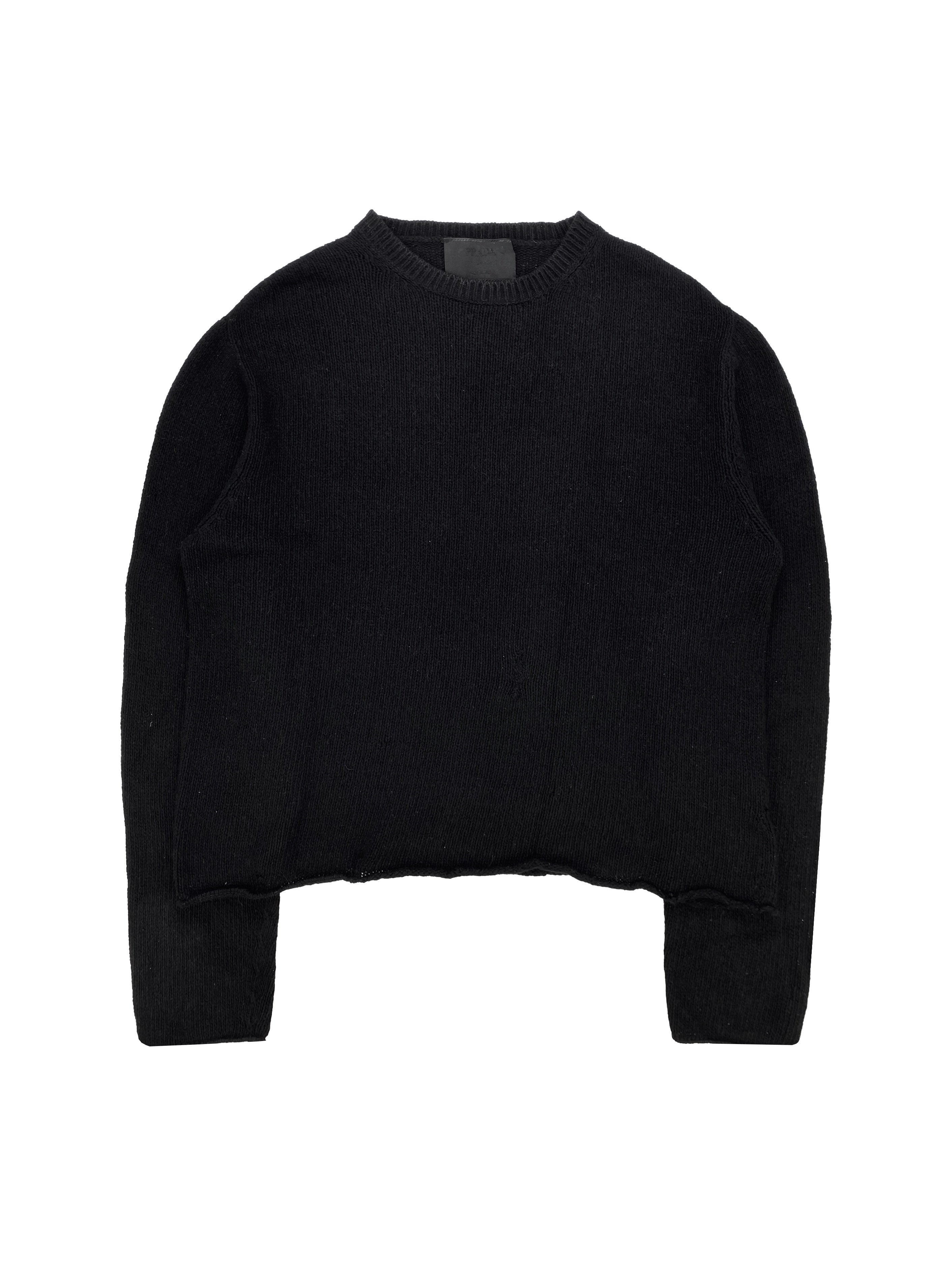 Prada Cashmere Black Knit Cropped Sweater
