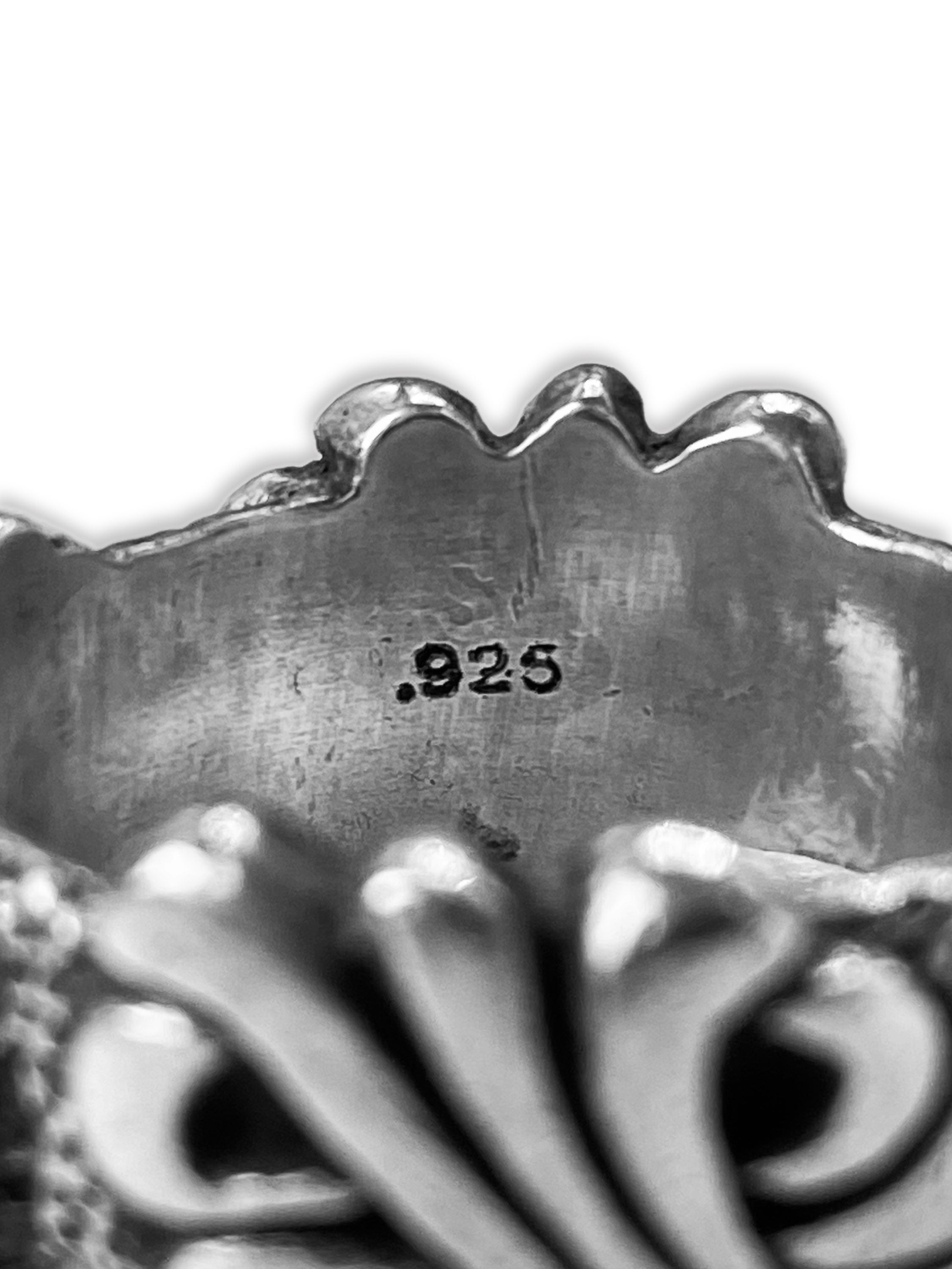 A&amp;G Rock n’ Roll Couture .925 Silver Etched Le Fleur Ring