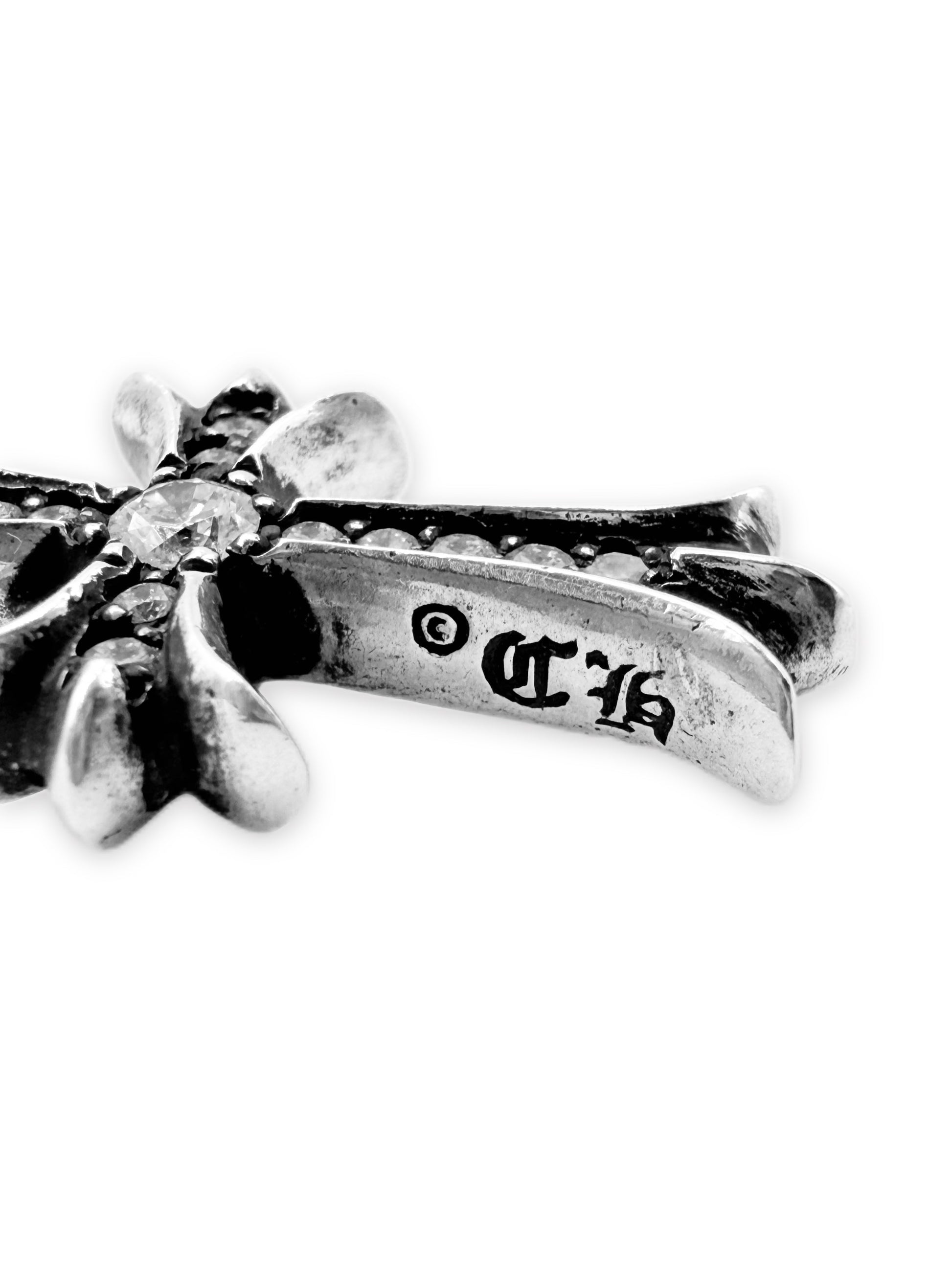 Chrome Hearts Diamond Pavé Factory Set Silver Tiny Cross Pendant