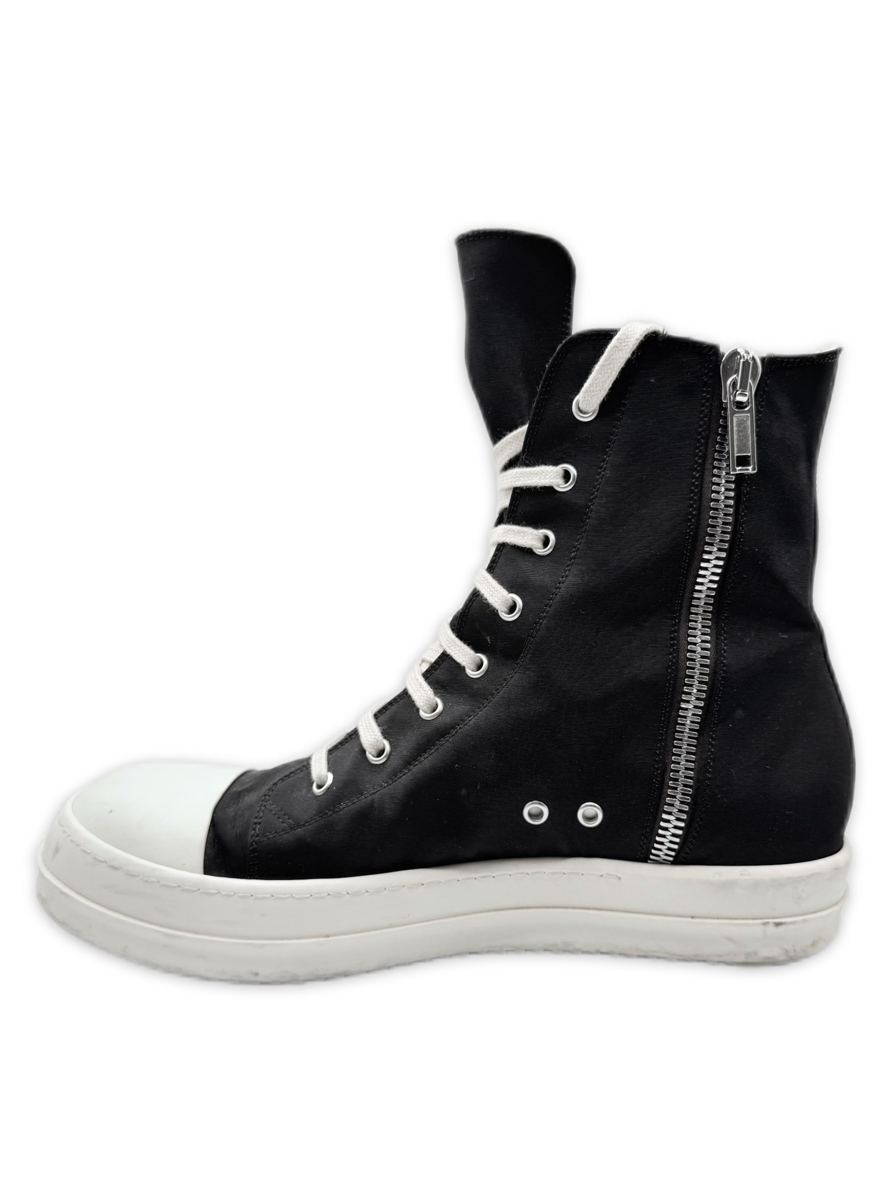 Rick Owens Black Hi-top Canvas Side Zip Ramones Sneakers
