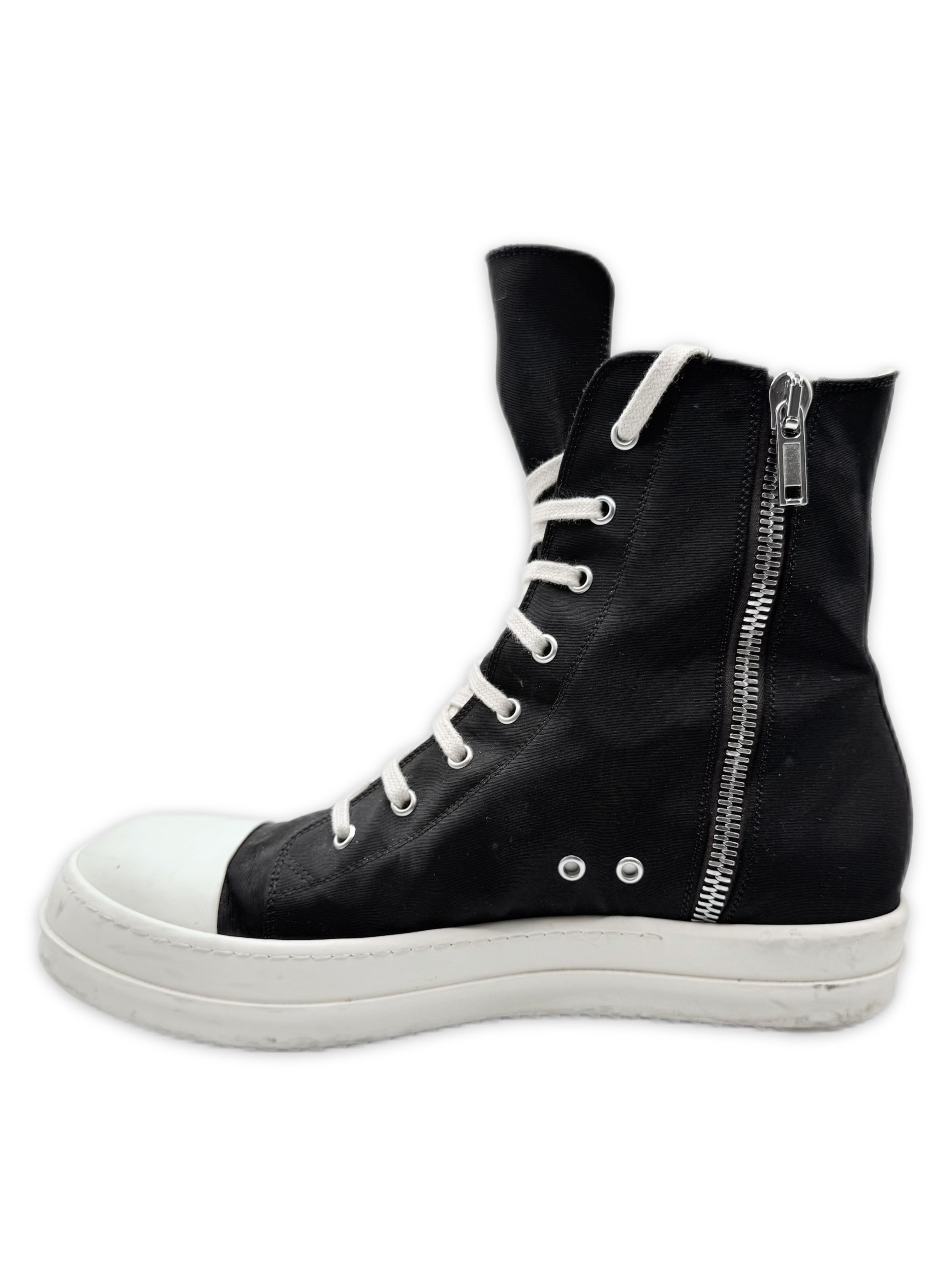 Rick Owens Black Hi-top Canvas Side Zip Ramones Sneakers