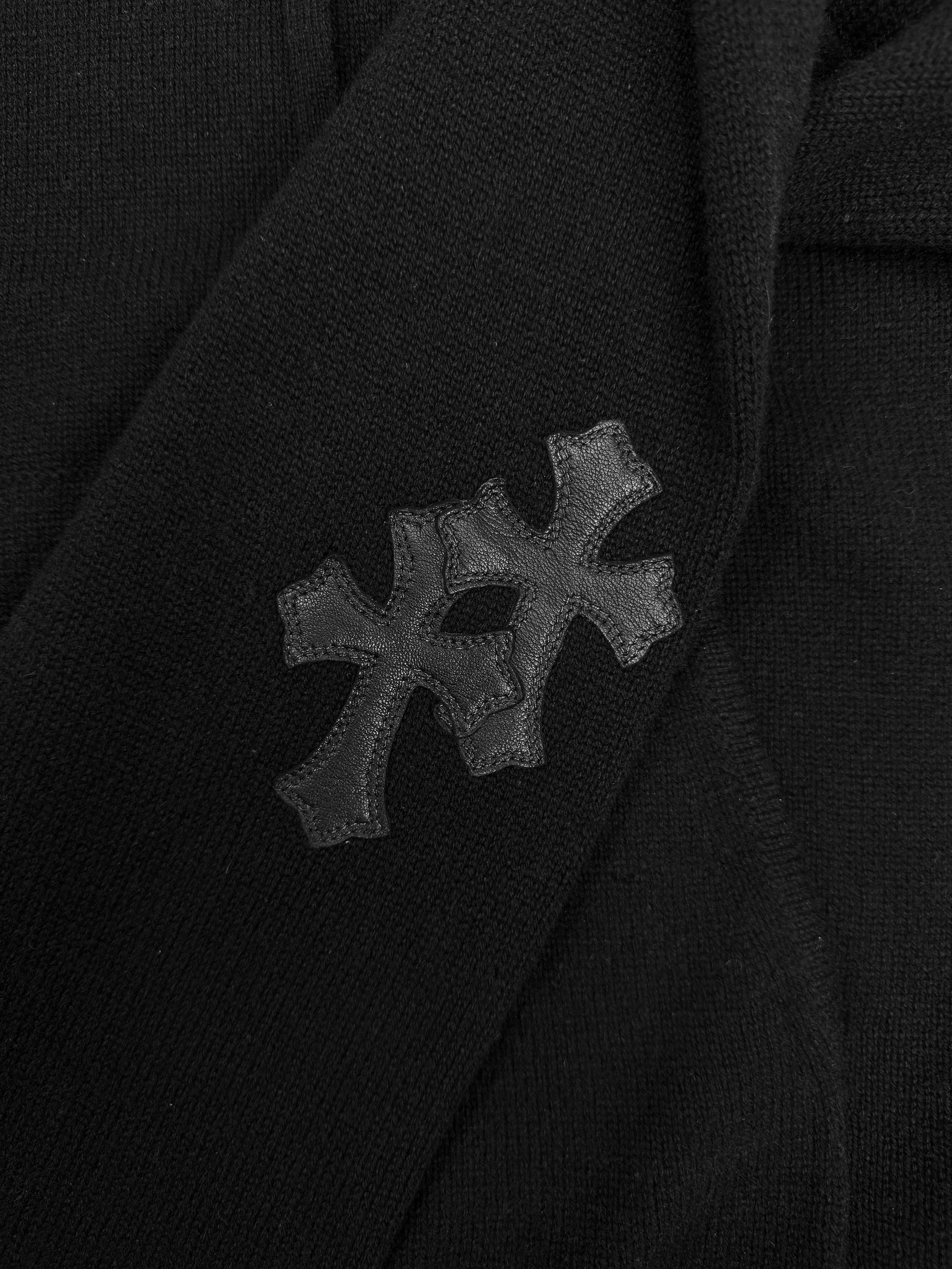 Chrome Hearts Cashmere Triple Cross Patch Scroll Logo Hoodie