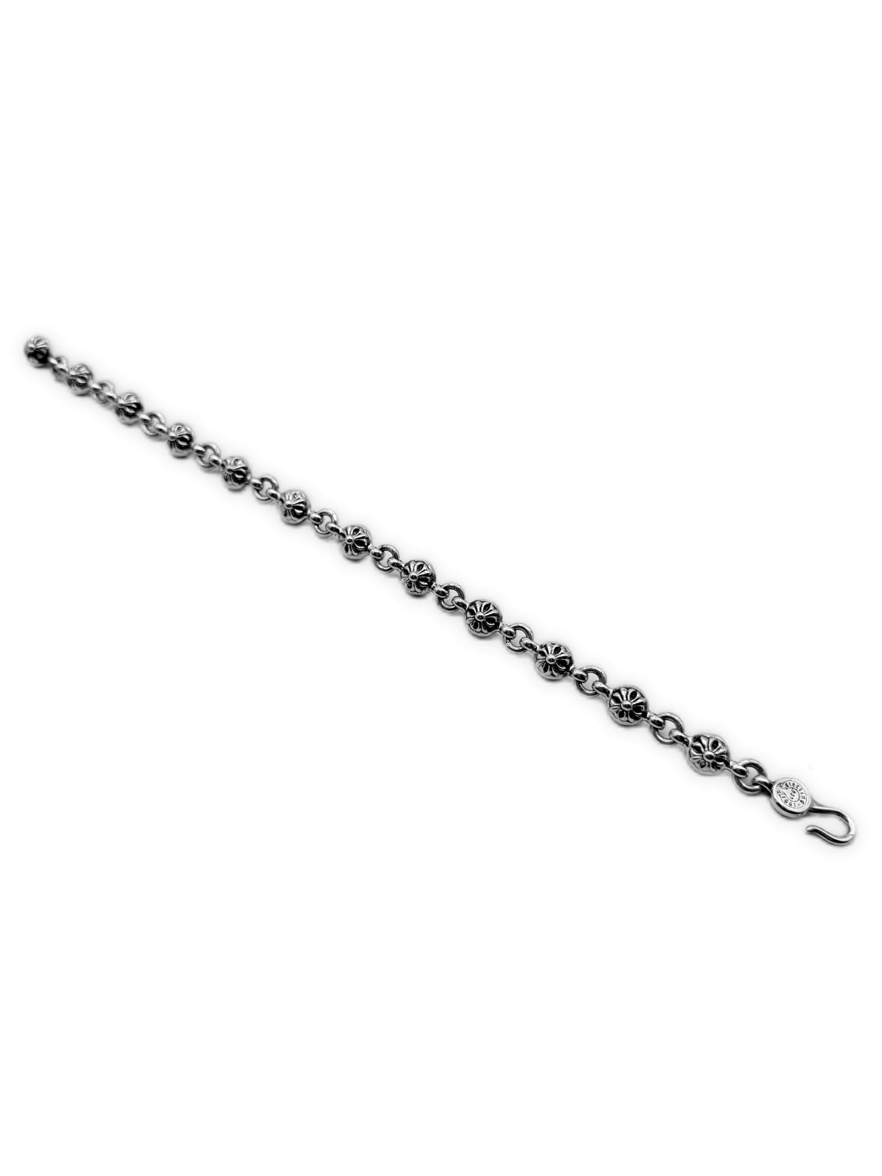 Chrome Hearts Cross Ball #1 8 in .925 Silver Bracelet