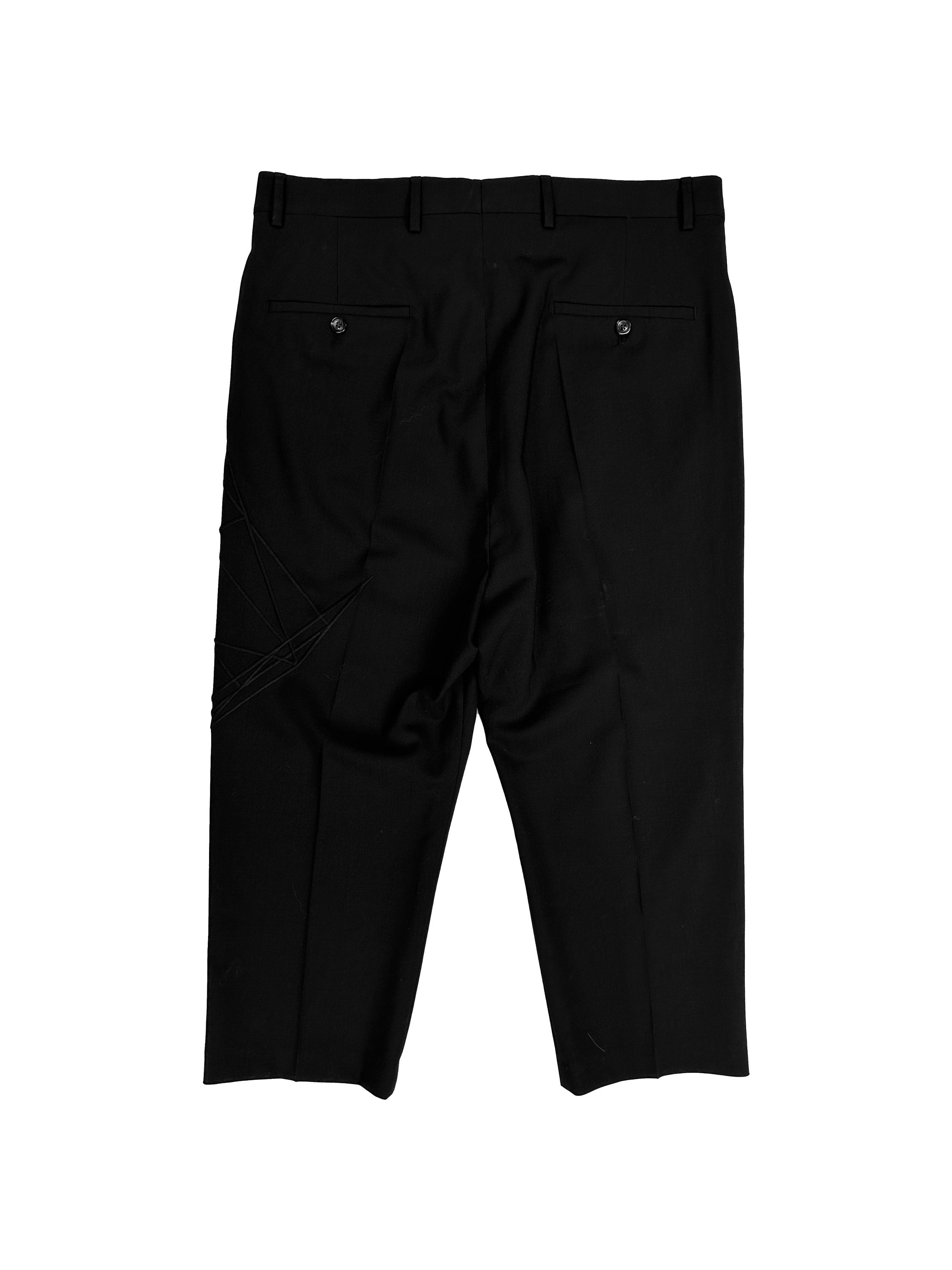 SS19 Rick Owens ‘Babel’ Geometric Cropped Black Pants
