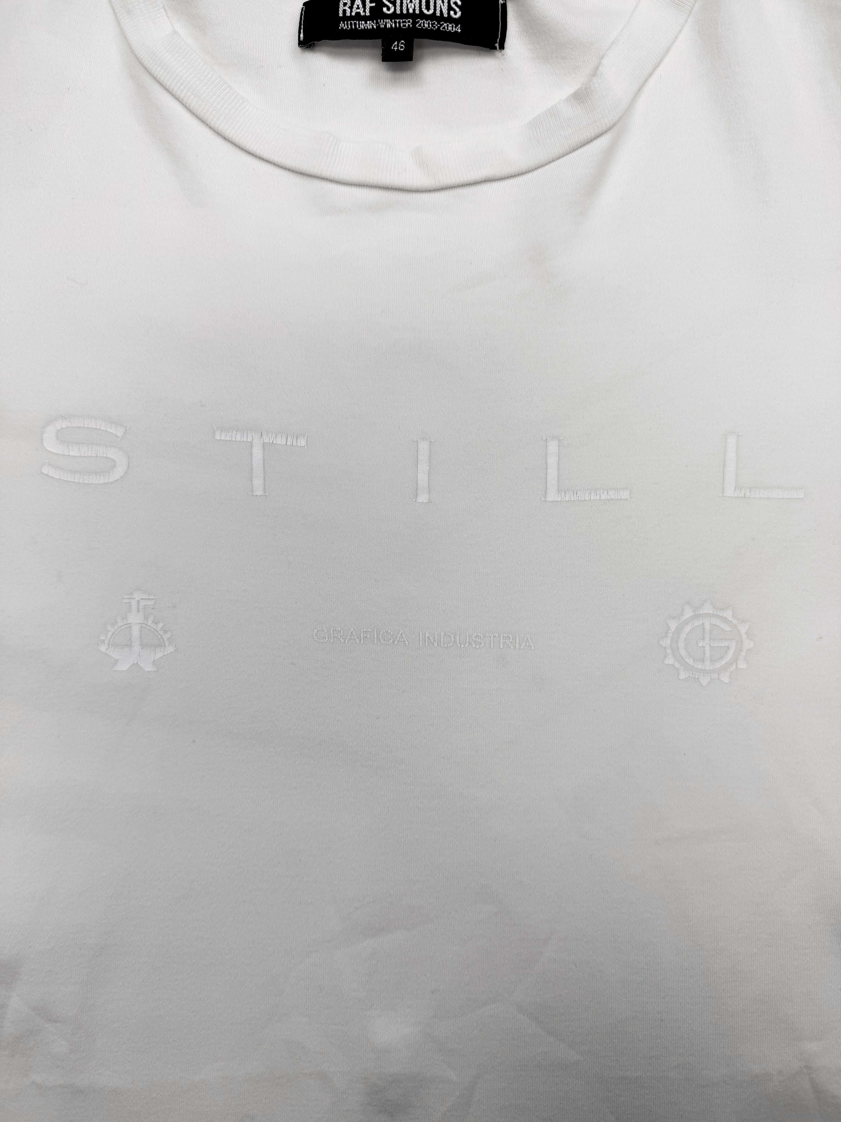 AW03 Raf Simons Closer ‘Still’ White Graphic T-Shirt