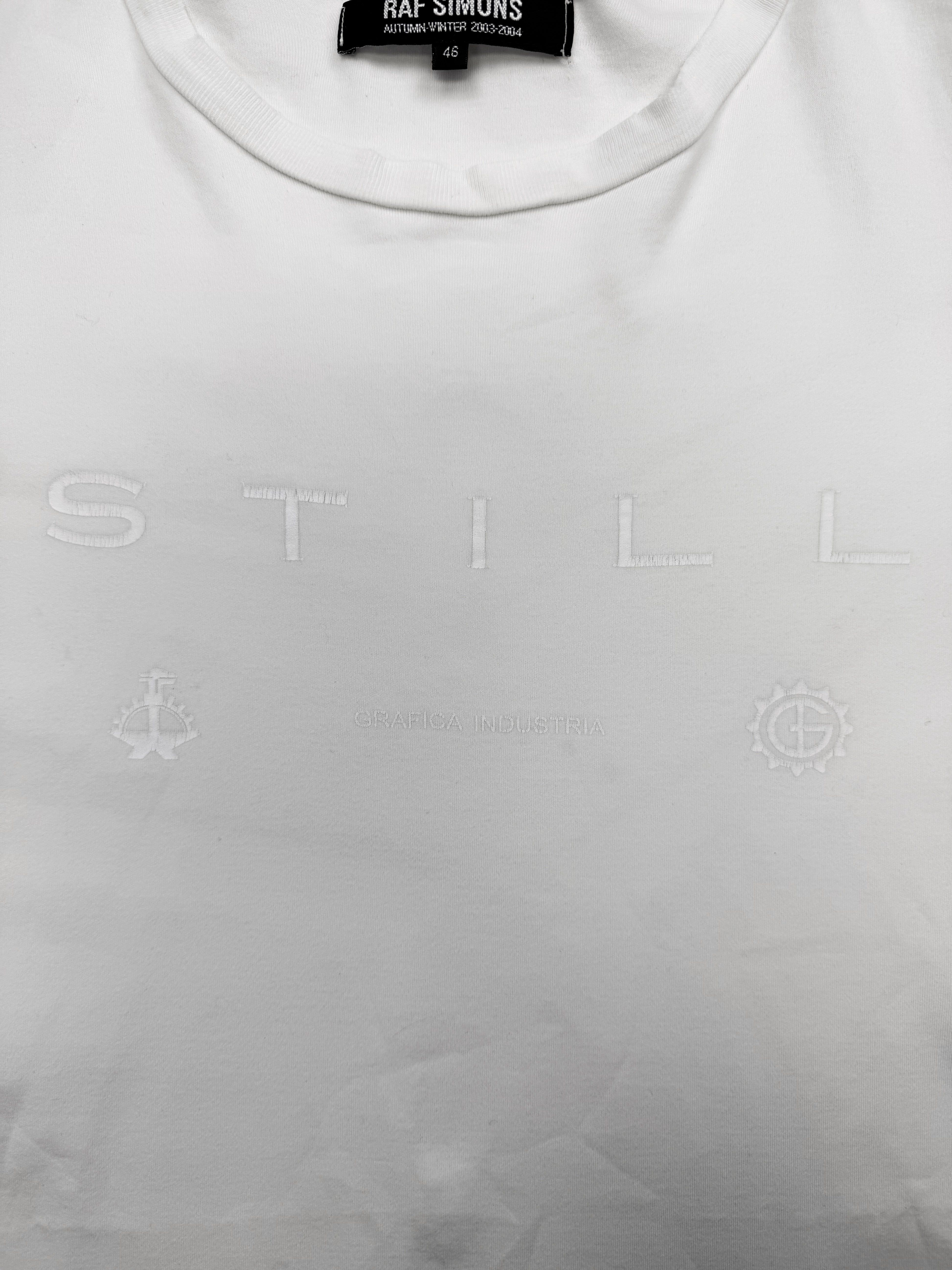 AW03 Raf Simons Closer ‘Still’ White Graphic T-Shirt