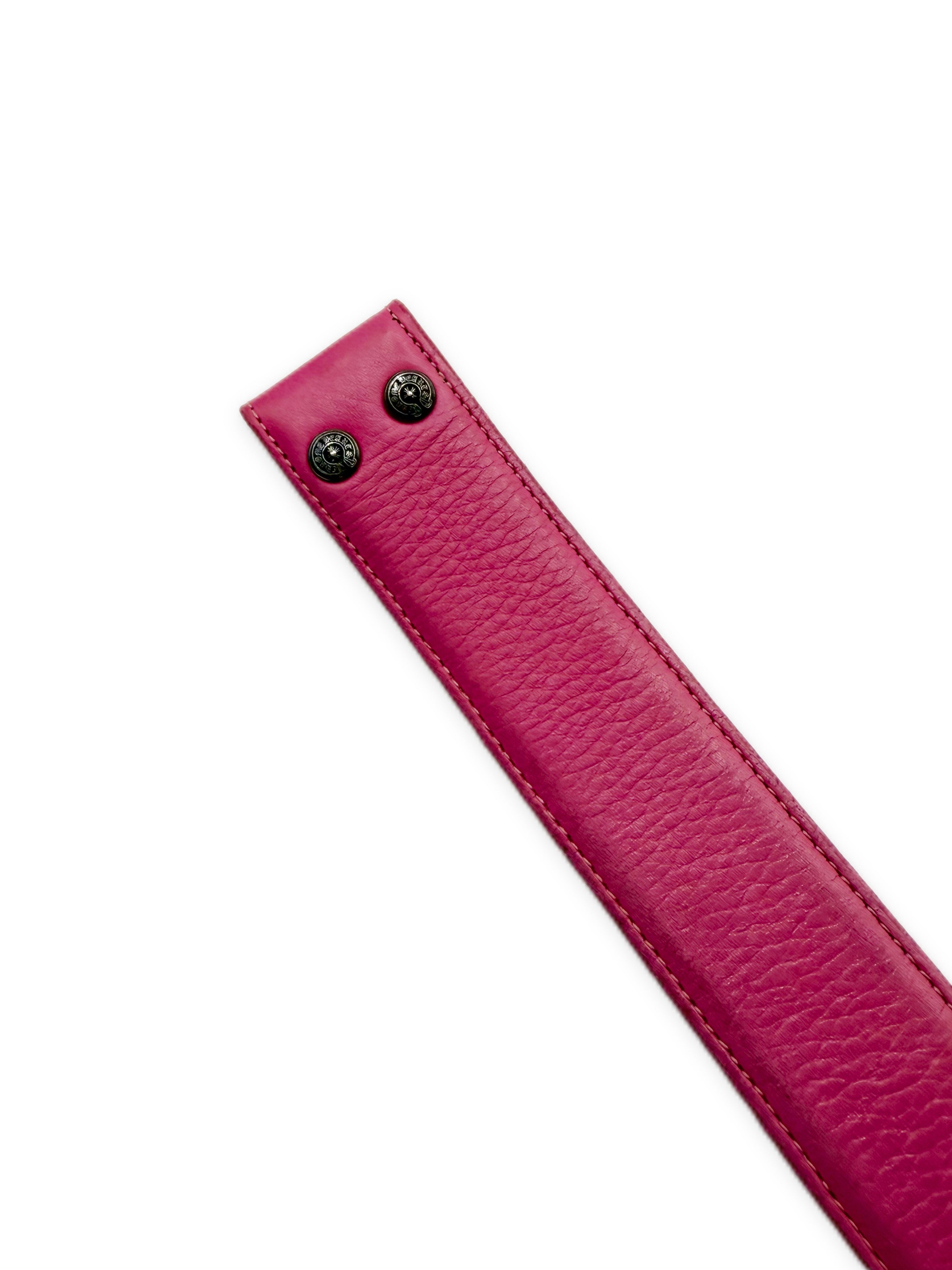 Chrome Hearts Pink Leather .925 Silver Belt Strap