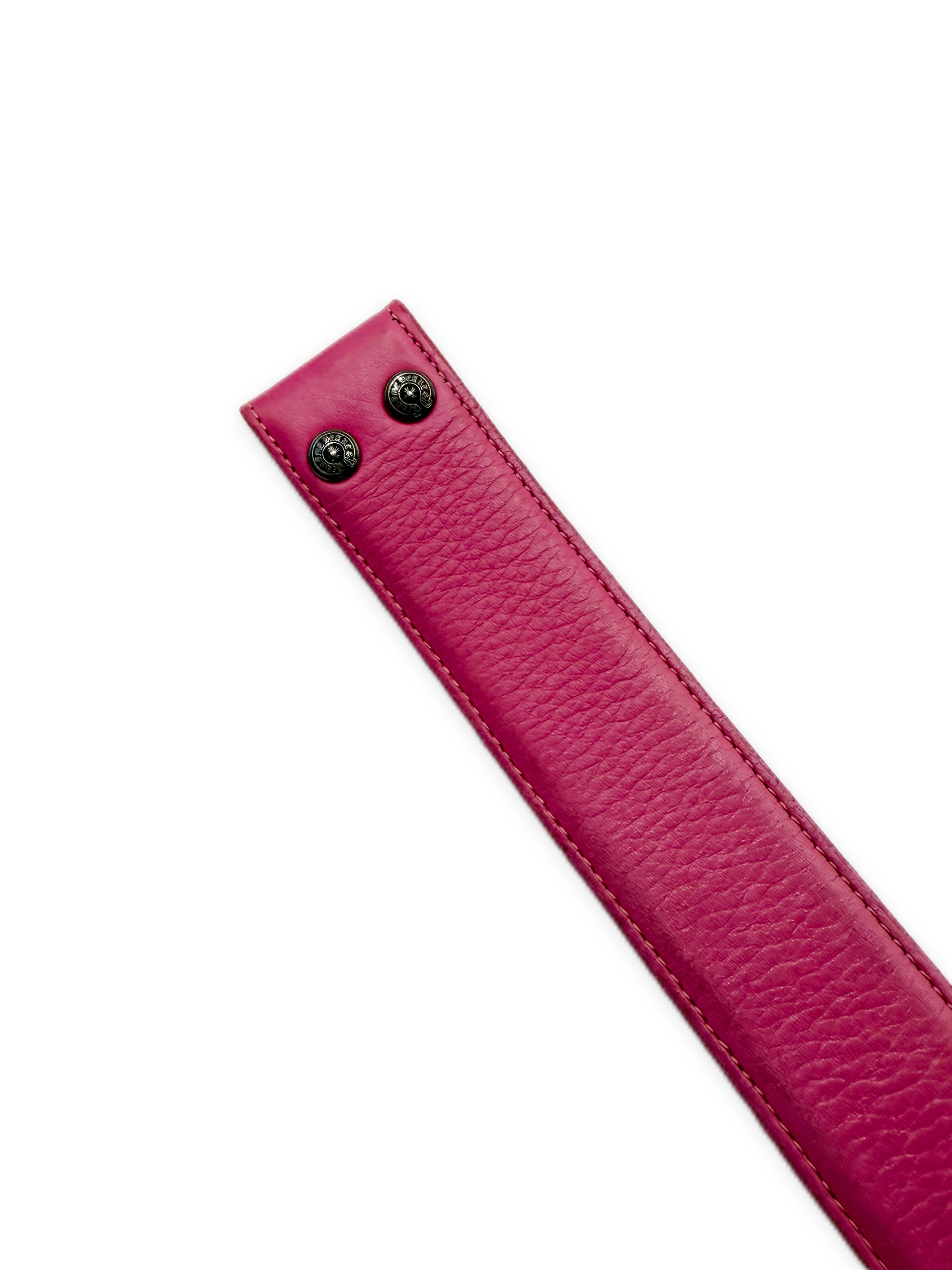 Chrome Hearts Pink Leather .925 Silver Belt Strap