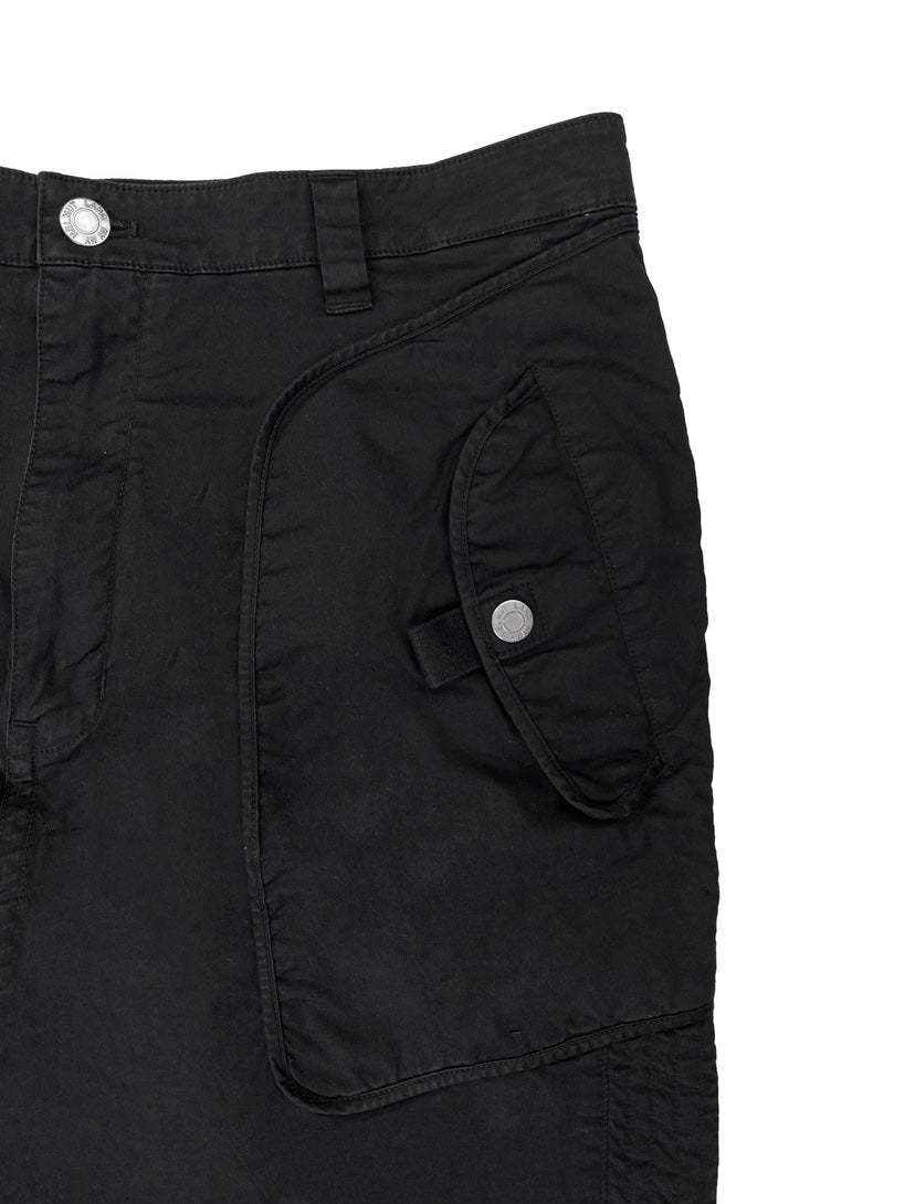 Helmut Lang Aviation Panelled Black Buttoned Cargo Shorts