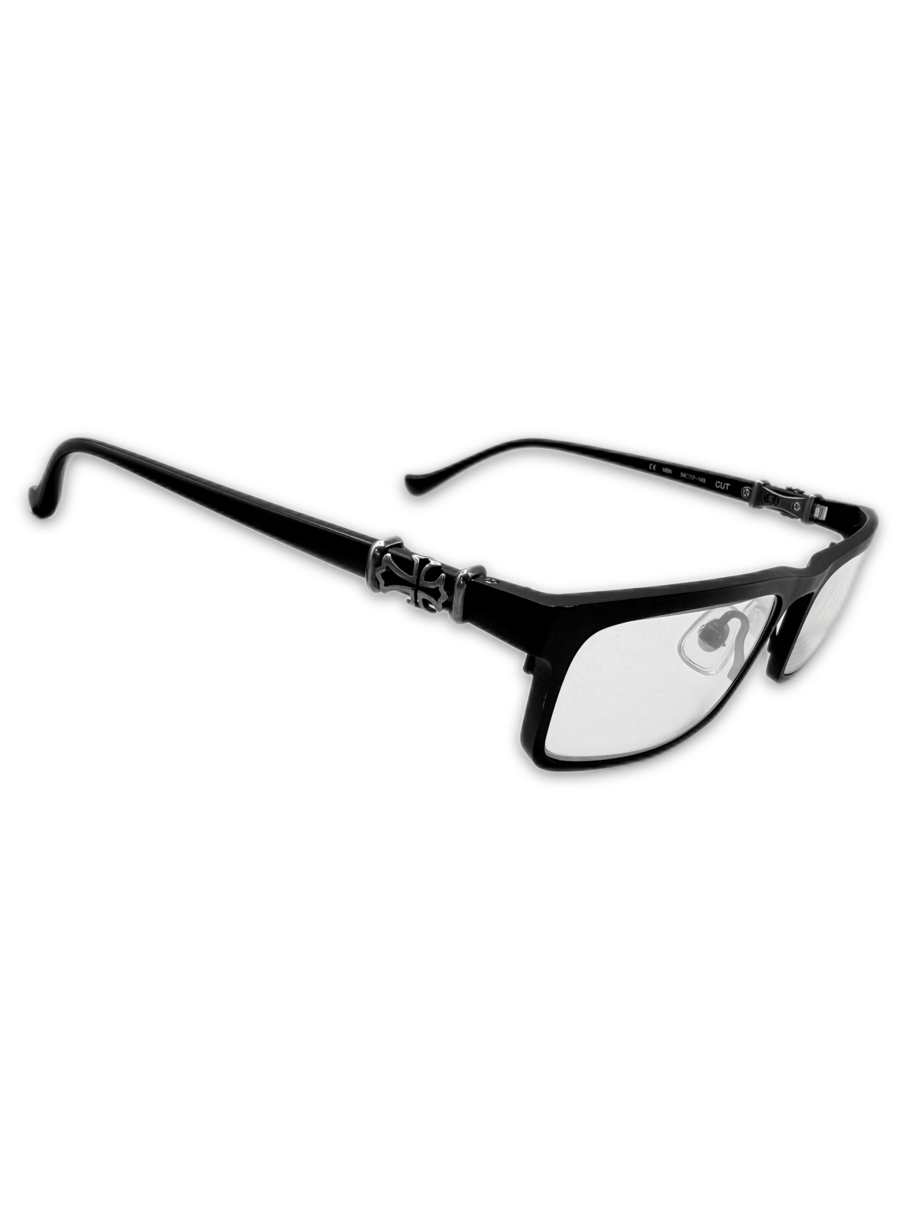 Chrome Hearts ‘Cut’ Cross Rectangle Black Prescription Glasses