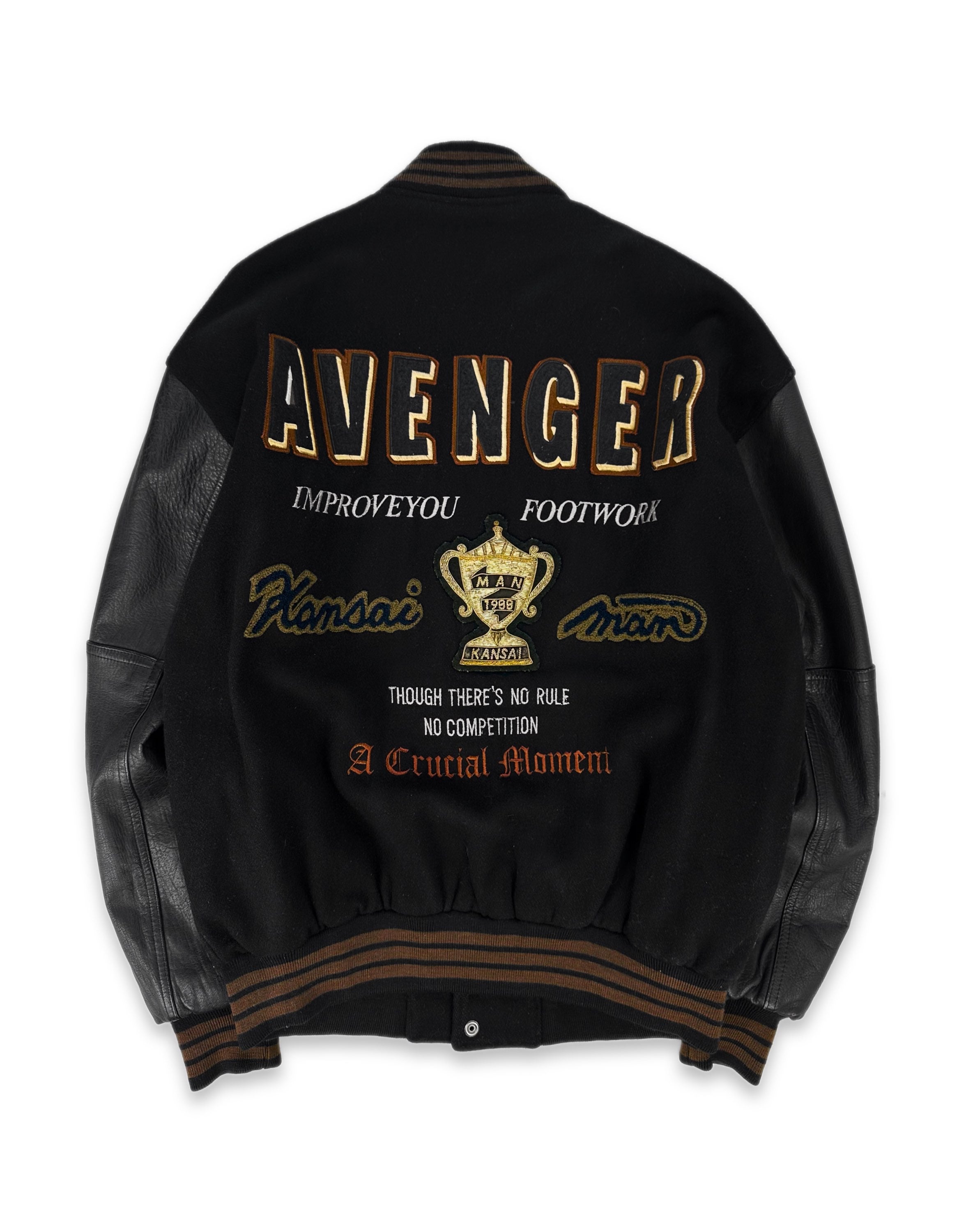 90s Kansai Yamamoto ‘Avenger’ Chenille Leather Varsity Jacket