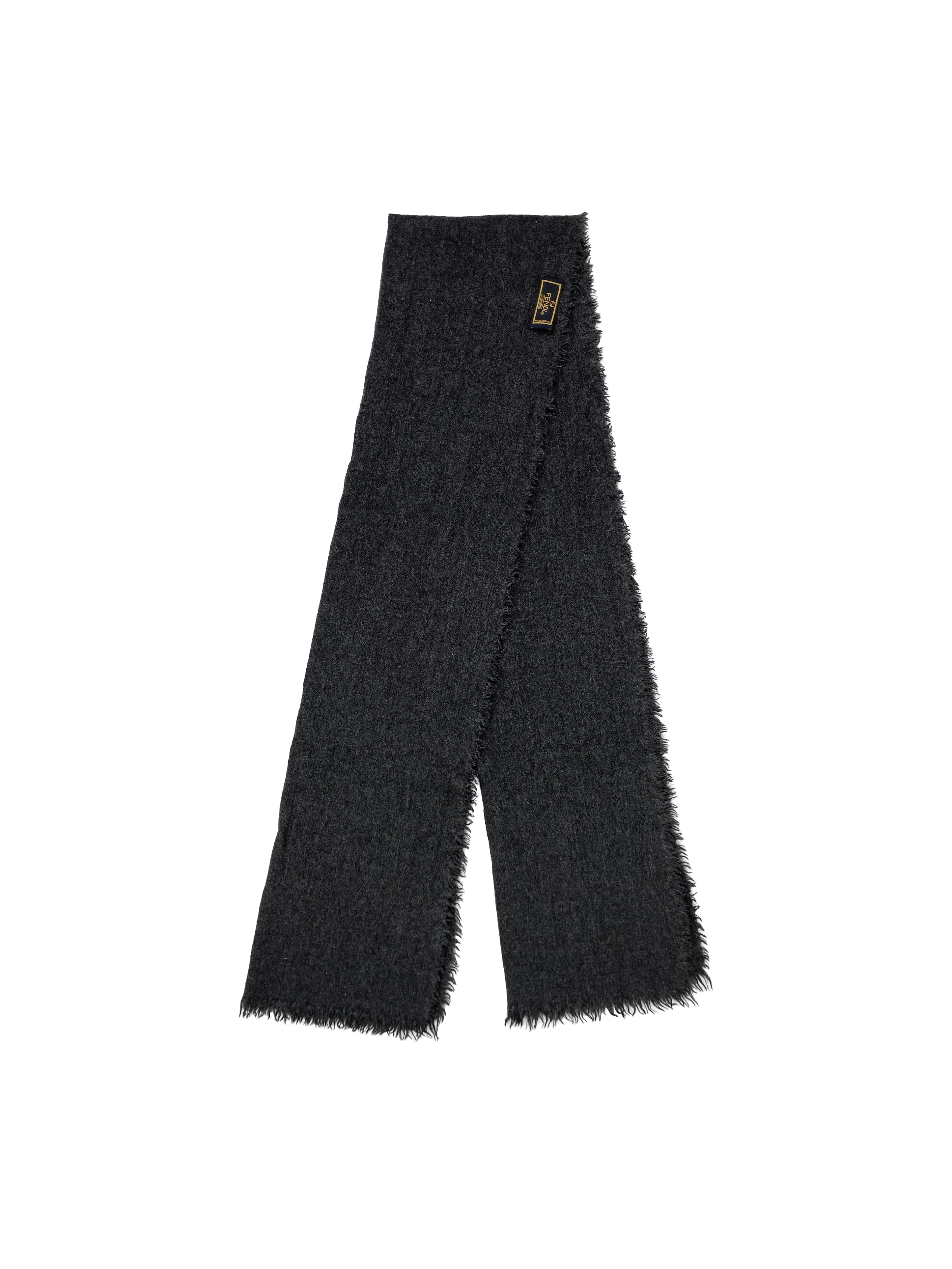 Fendi Grey Wool Knit Scarf