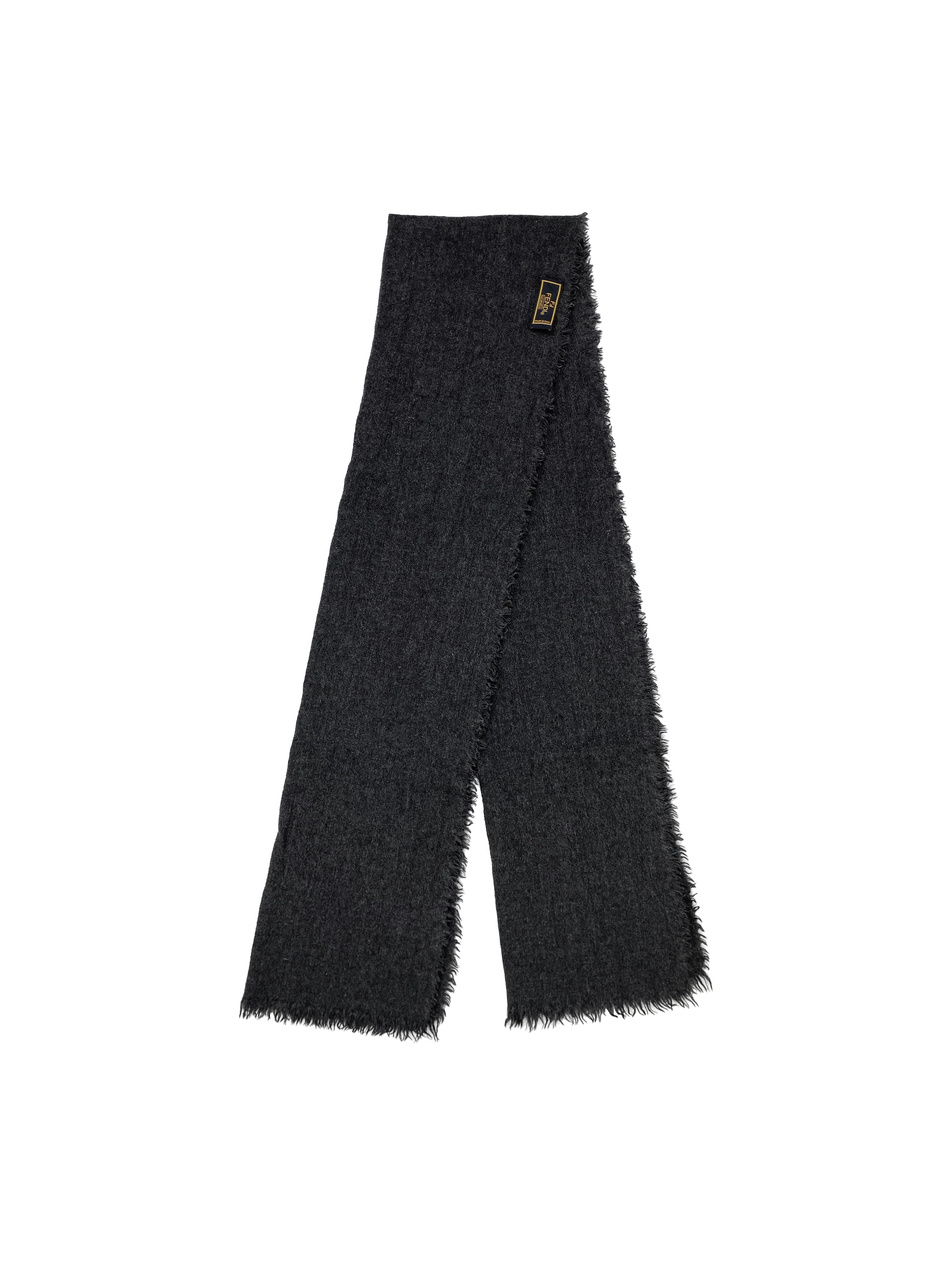 Fendi Grey Wool Knit Scarf