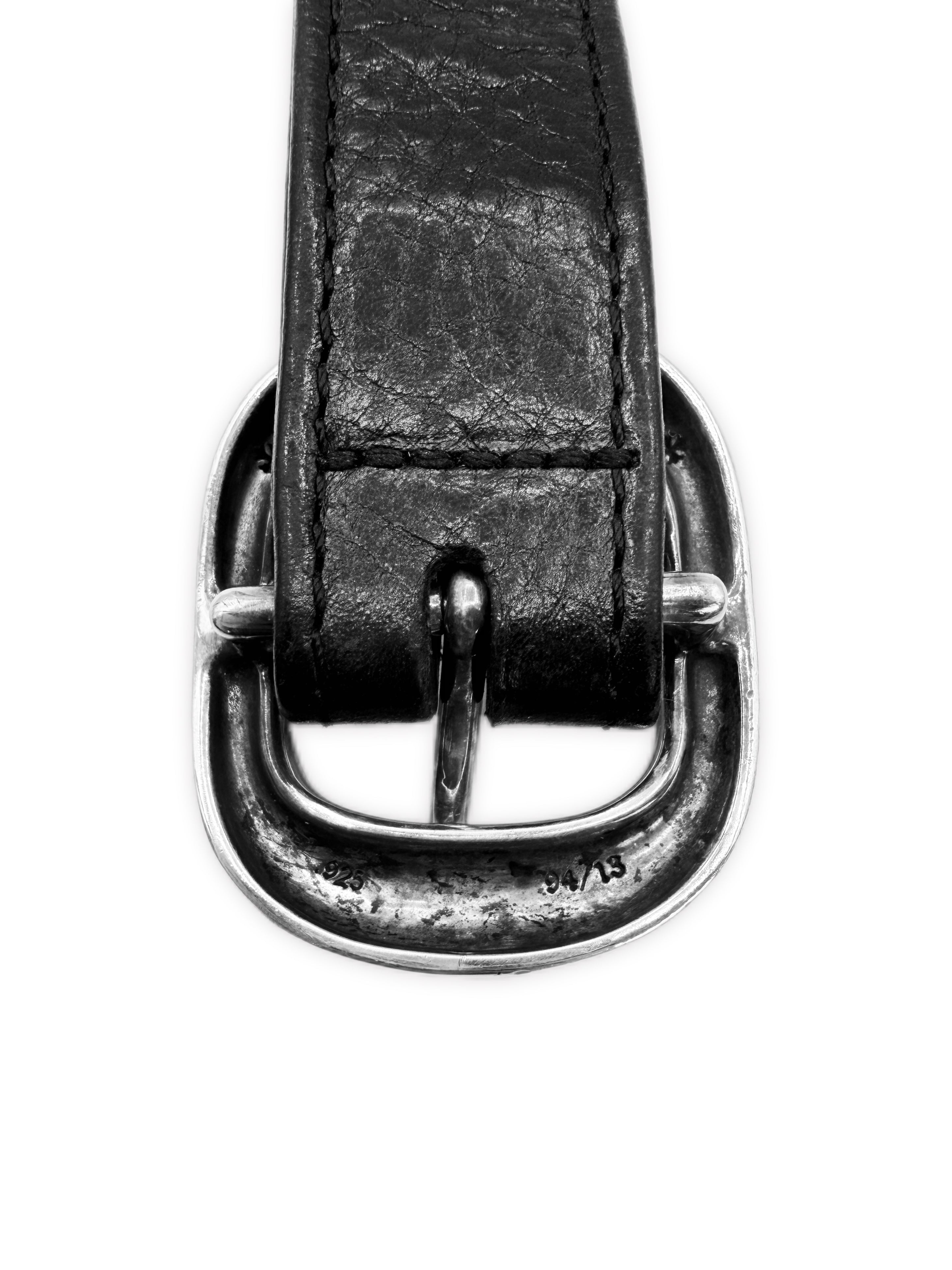 Chrome Hearts 1 inch Gunslinger .925 Silver Black Leather Belt
