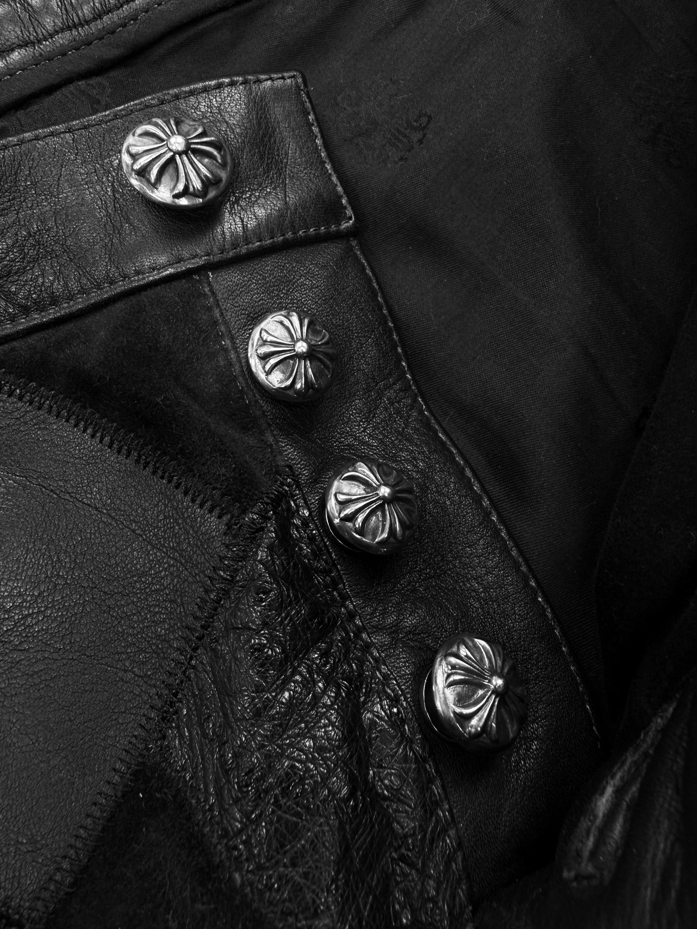 Chrome Hearts 1/1 Ostrich Leather Cross Patch Checkered Pants