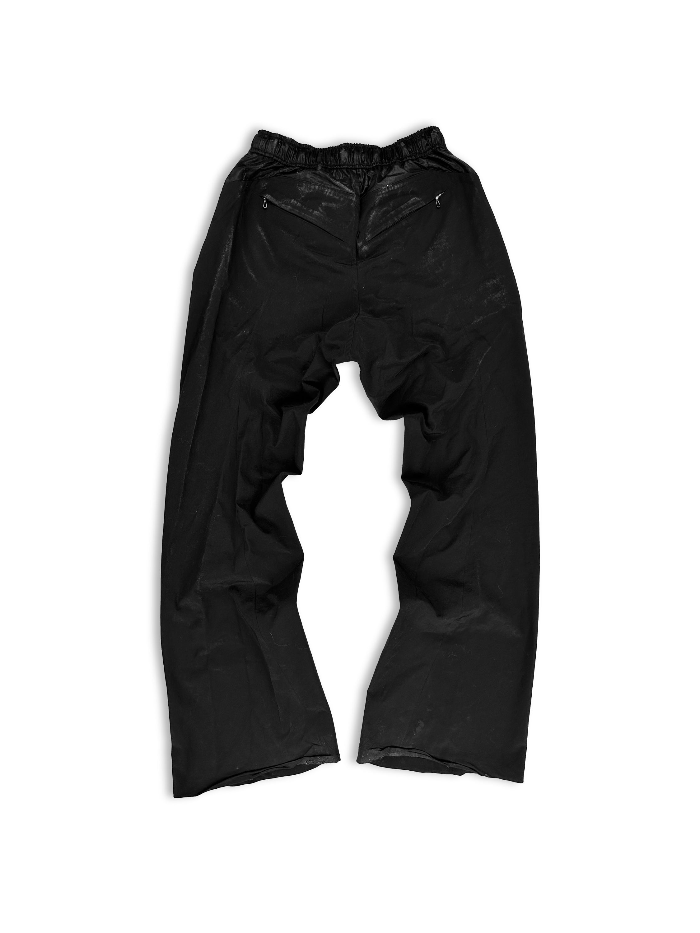 SS23 Julius Black Waxed Flare Cut Light Weight Pants