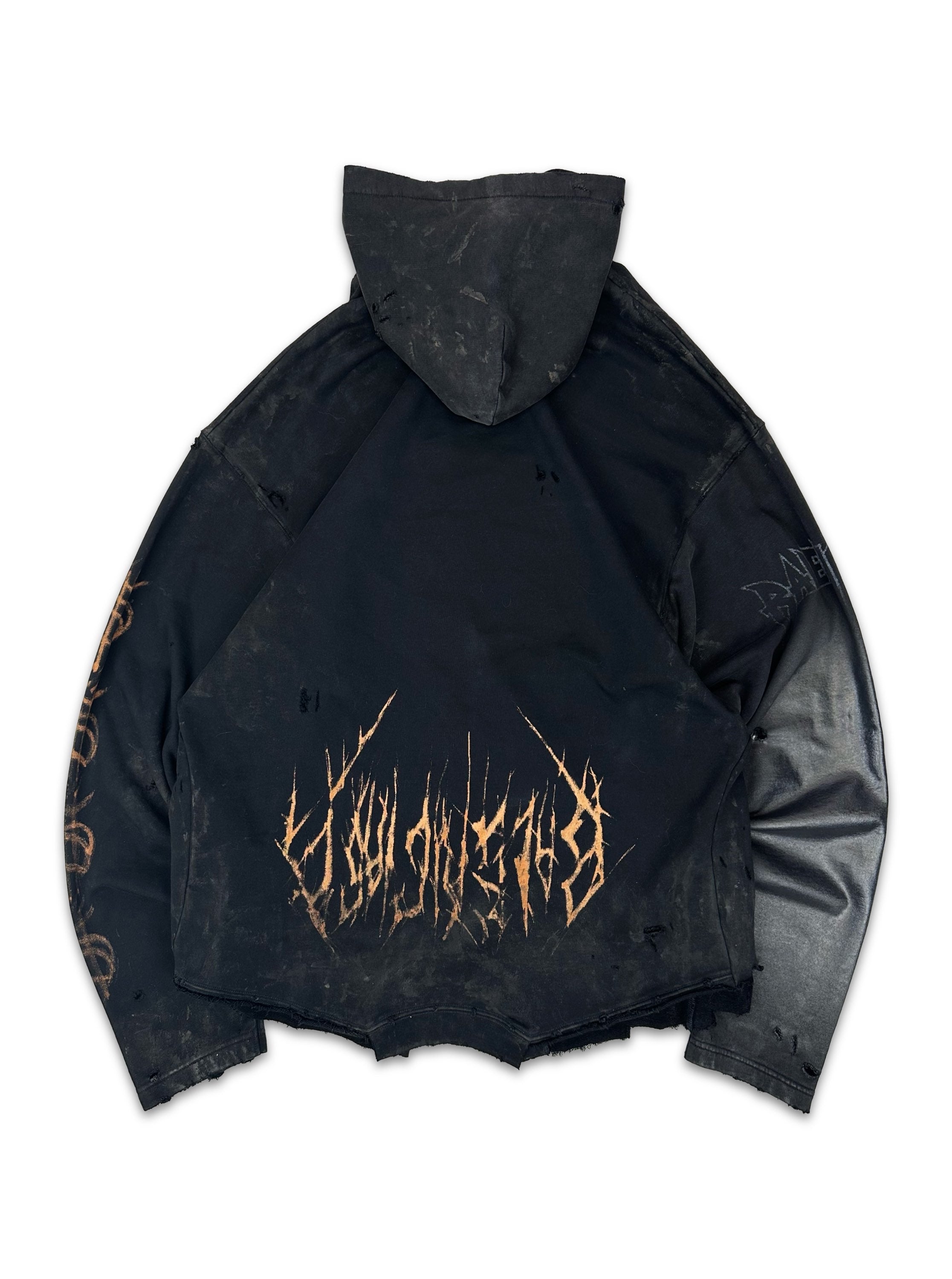 SS24 Balenciaga ‘Paris Moon’ Upside Down Waxed Distressed Hoodie