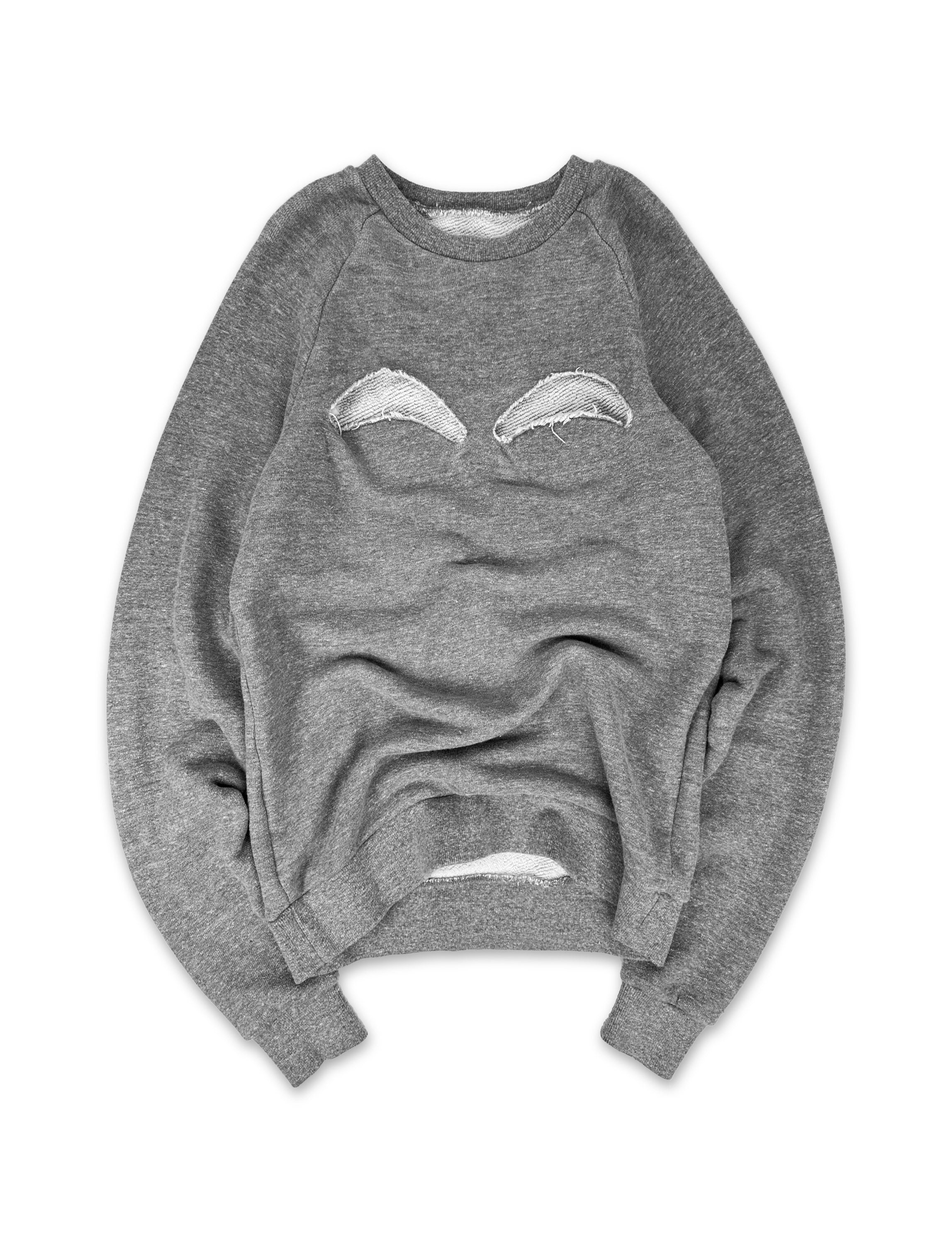 AW18 Maison Margiela Cutout ‘Nipple’ Heather Grey Crewneck