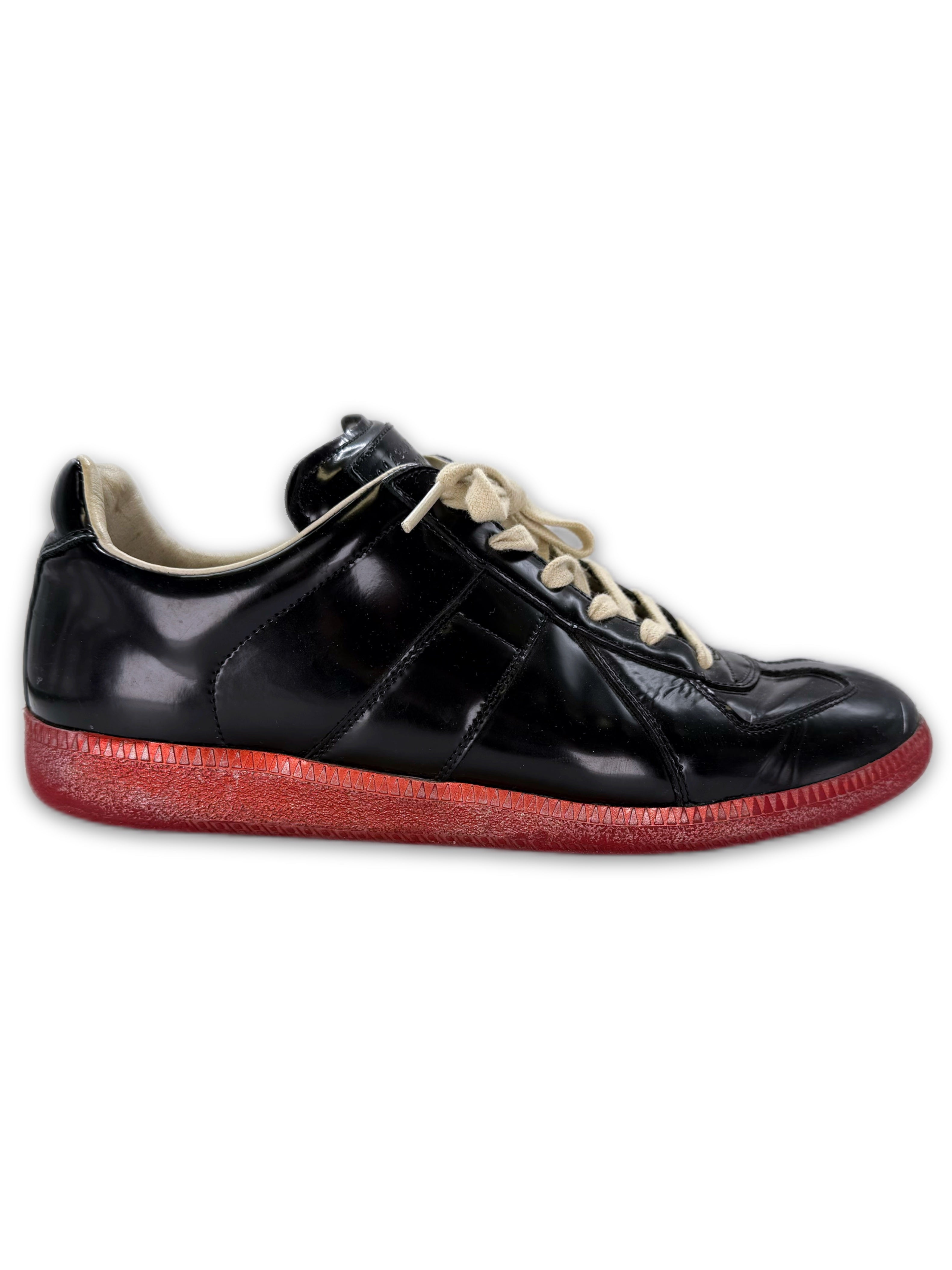 Maison Margiela ‘GAT’ Red Paint Sole Patent Leather Sneakers