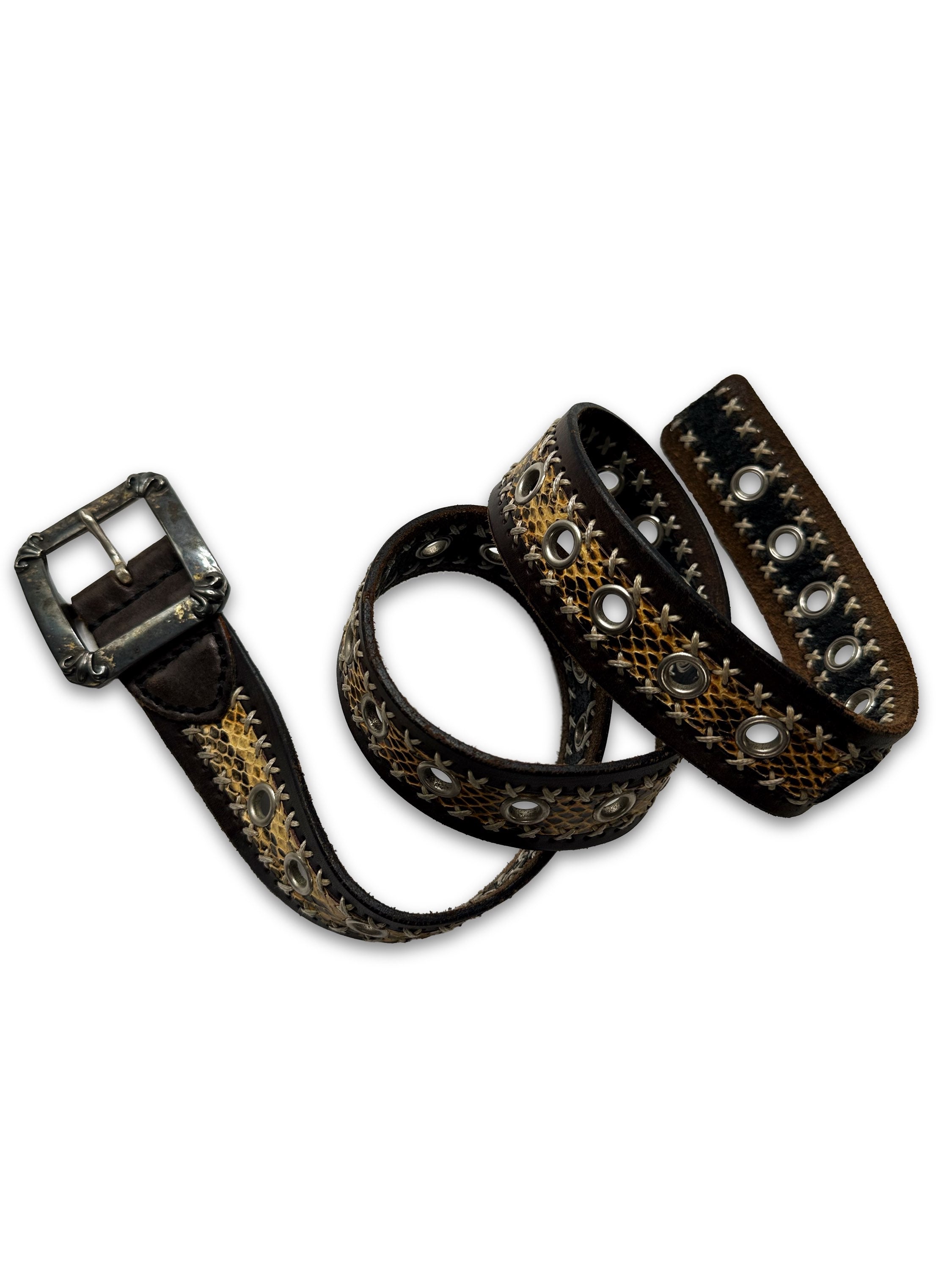 00s Tornado Mart Faux Snakeskin Woven Western Belt