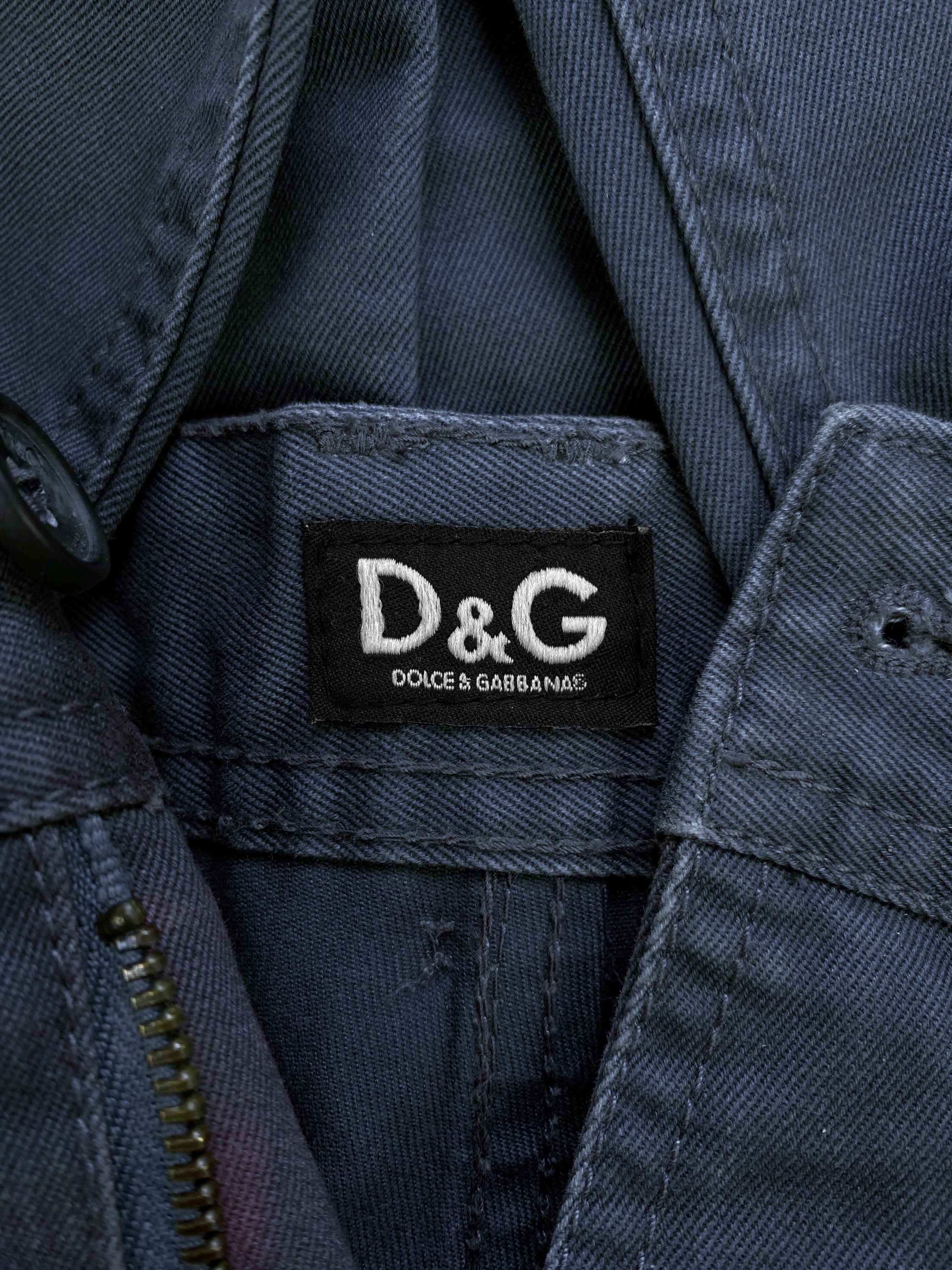 2000s Dolce & Gabbana Multi Pocket Utility Slate Blue Cargo Pants