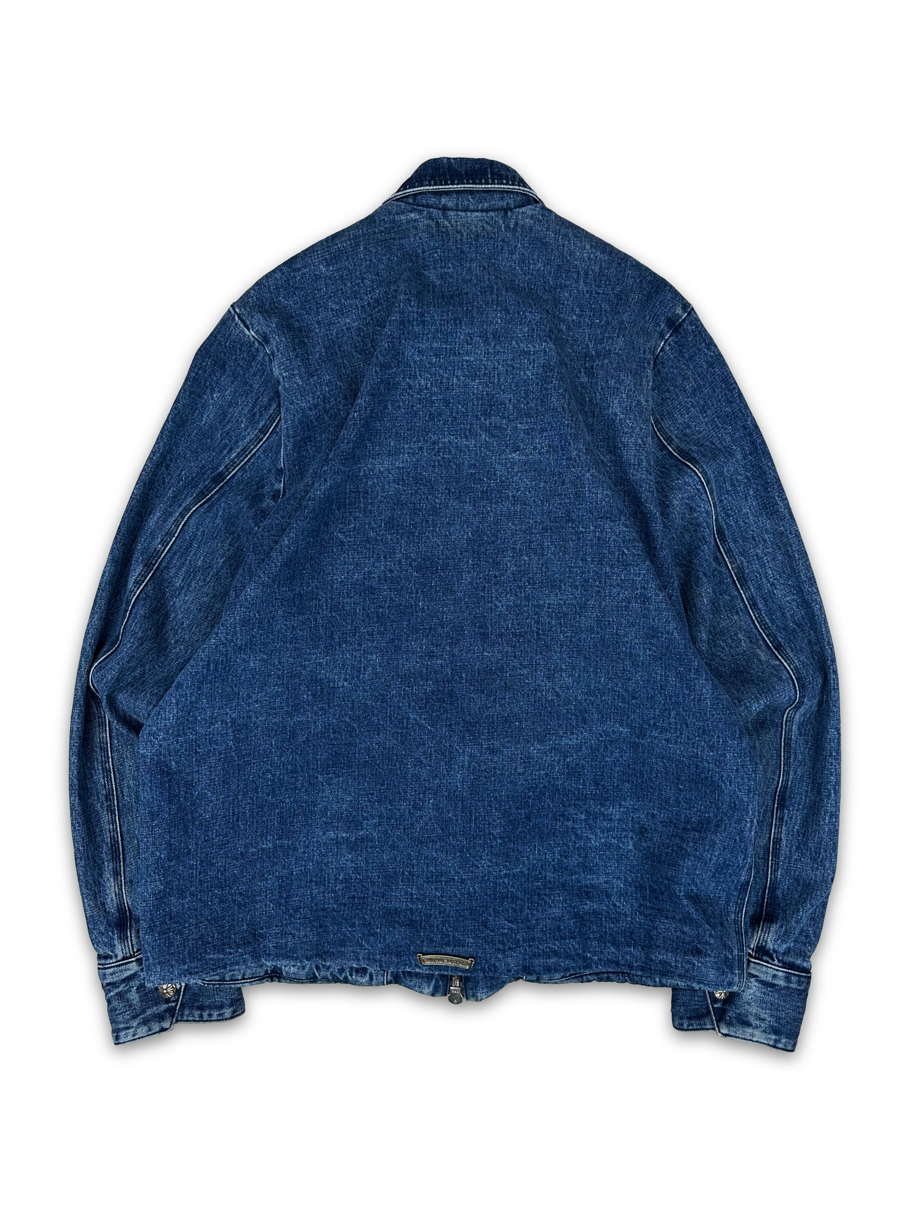 Chrome Hearts Dagger Zip Blue Washed Denim Work Jacket