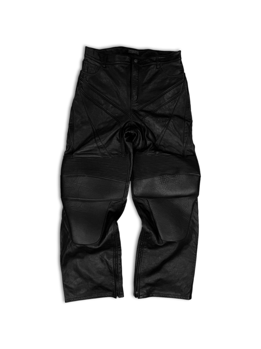 SS23 Balenciaga ‘Mud Show’ Black Leather Ribbed Moto Pants