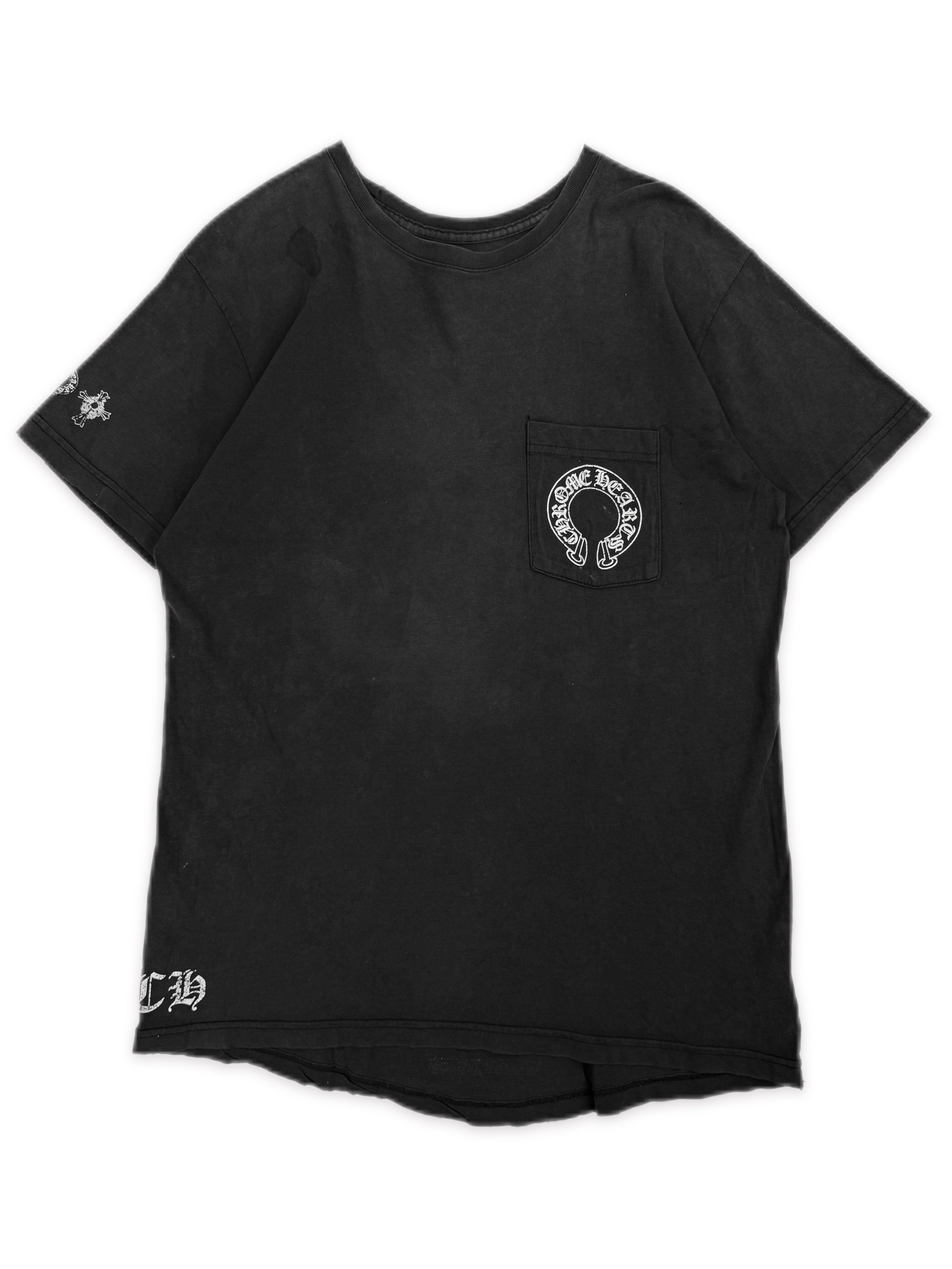 Chrome Hearts T Bar Logo Faded Vintage Black T-Shirt
