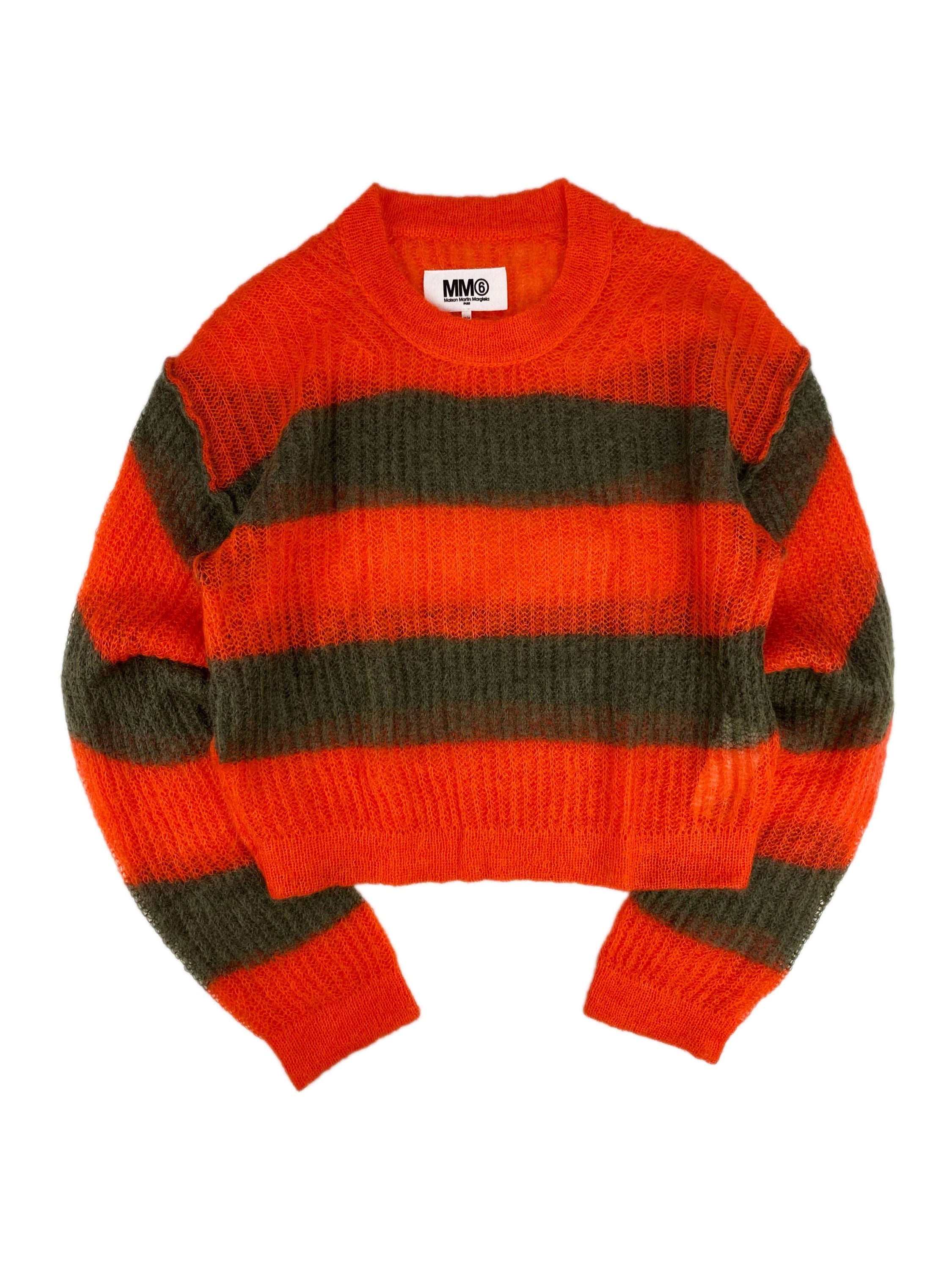 Maison Margiela MM6 Striped Mohair Knit Loose Gauge Sweater