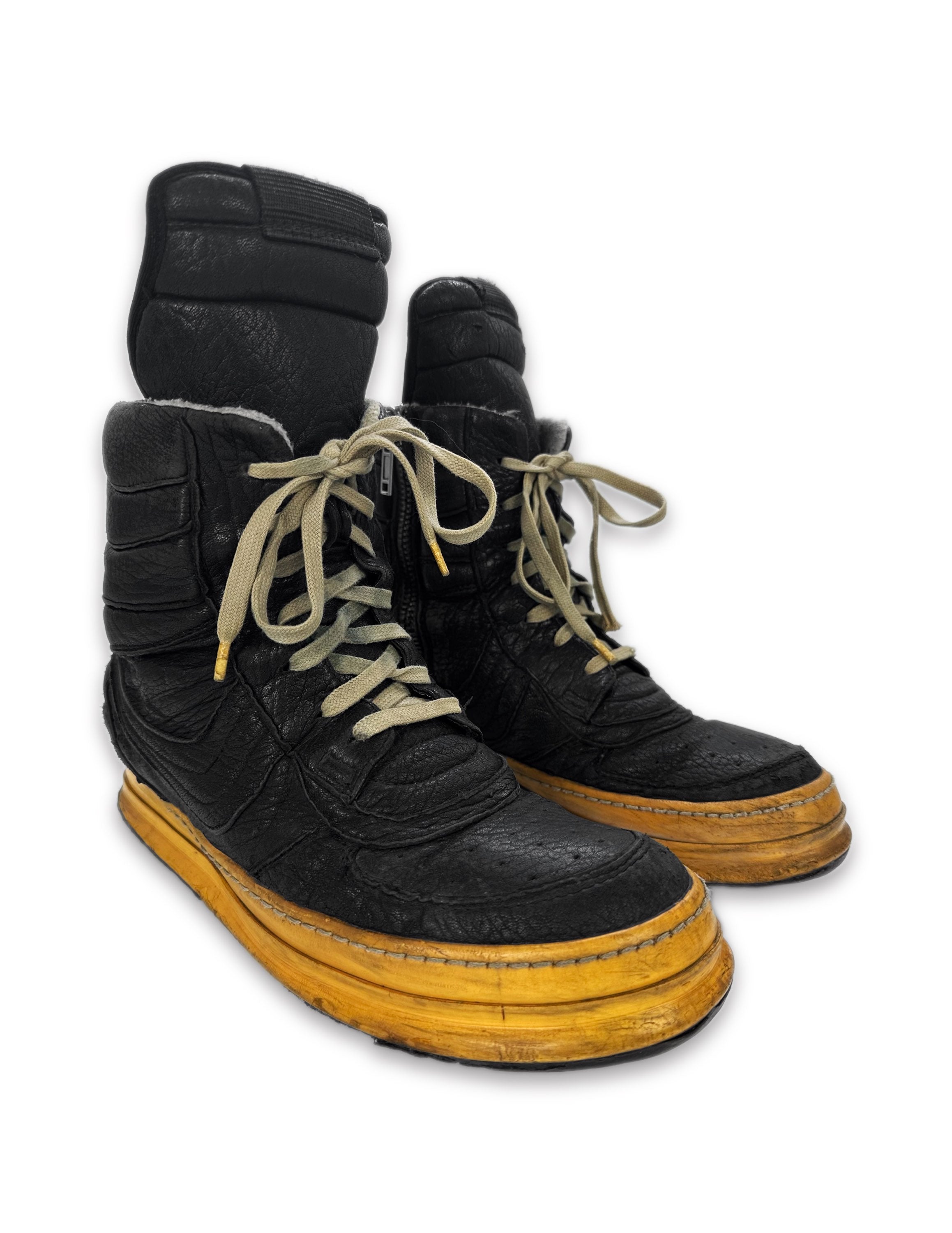 AW06 Rick Owens ‘Dustulator’ Black Pigskin Leather Hi-top Dunks