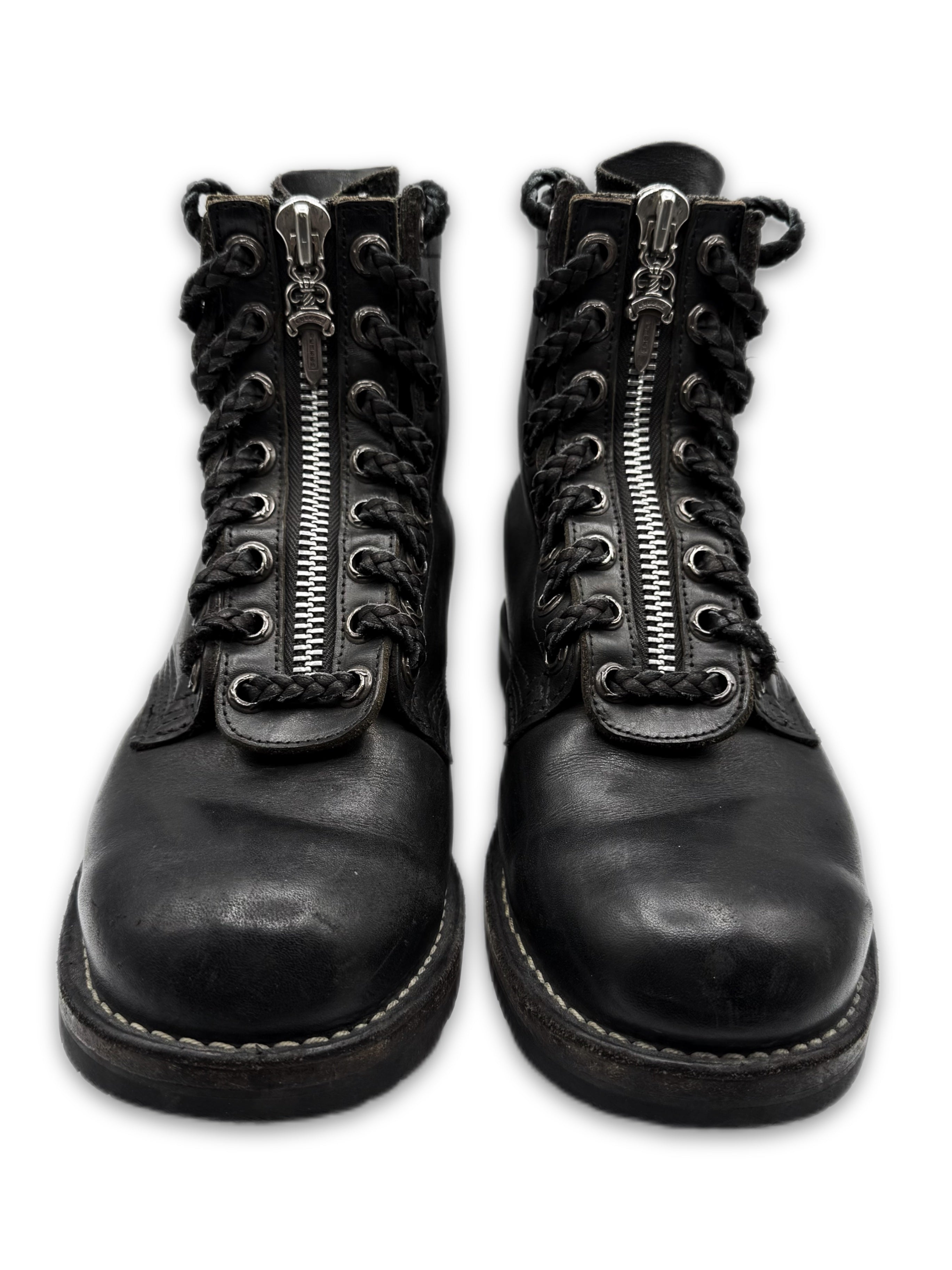 Chrome Hearts x Wesco Front Dagger Zip Fireman Leather Boots