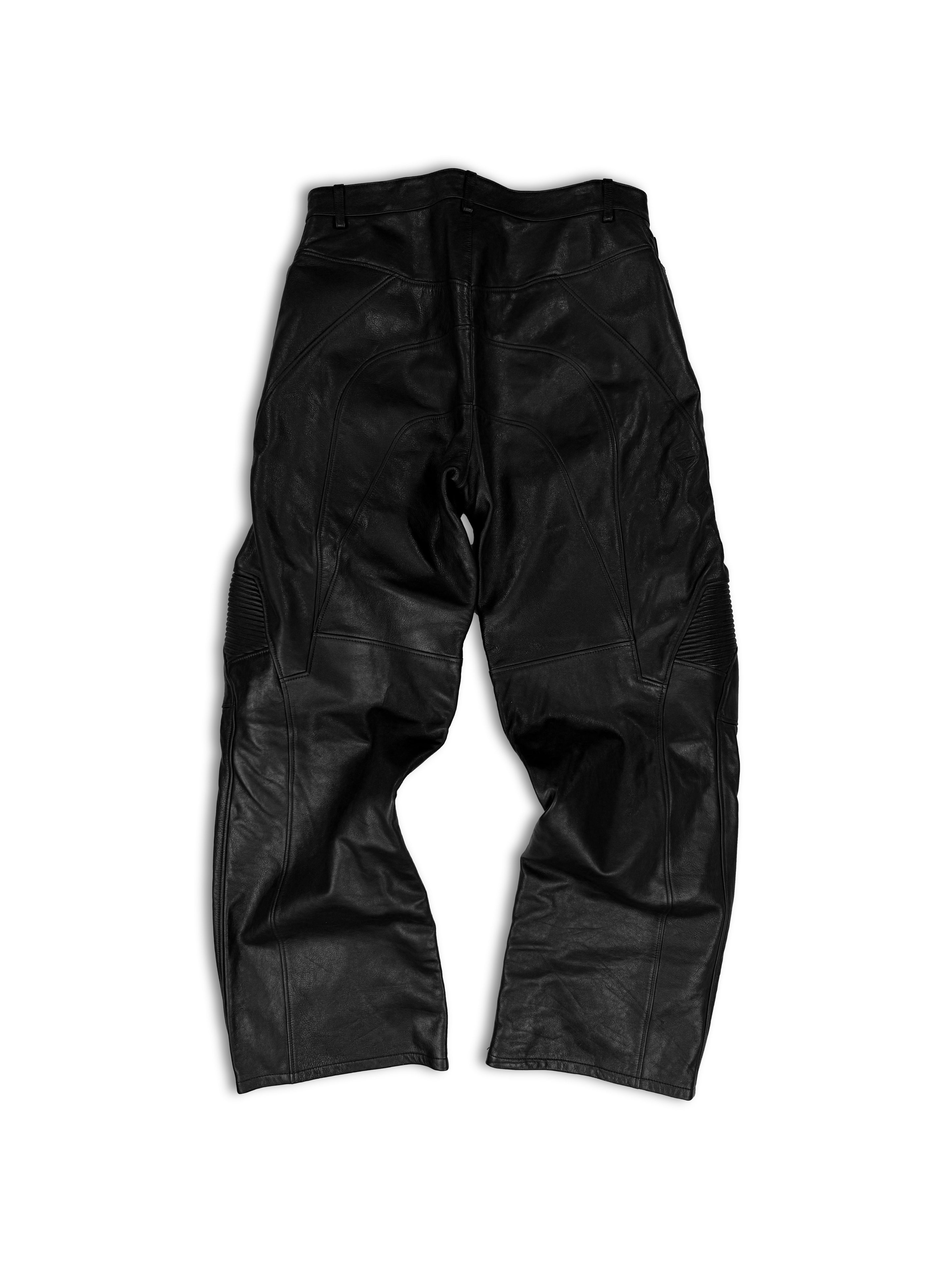 SS23 Balenciaga ‘Mud Show’ Black Leather Ribbed Moto Pants