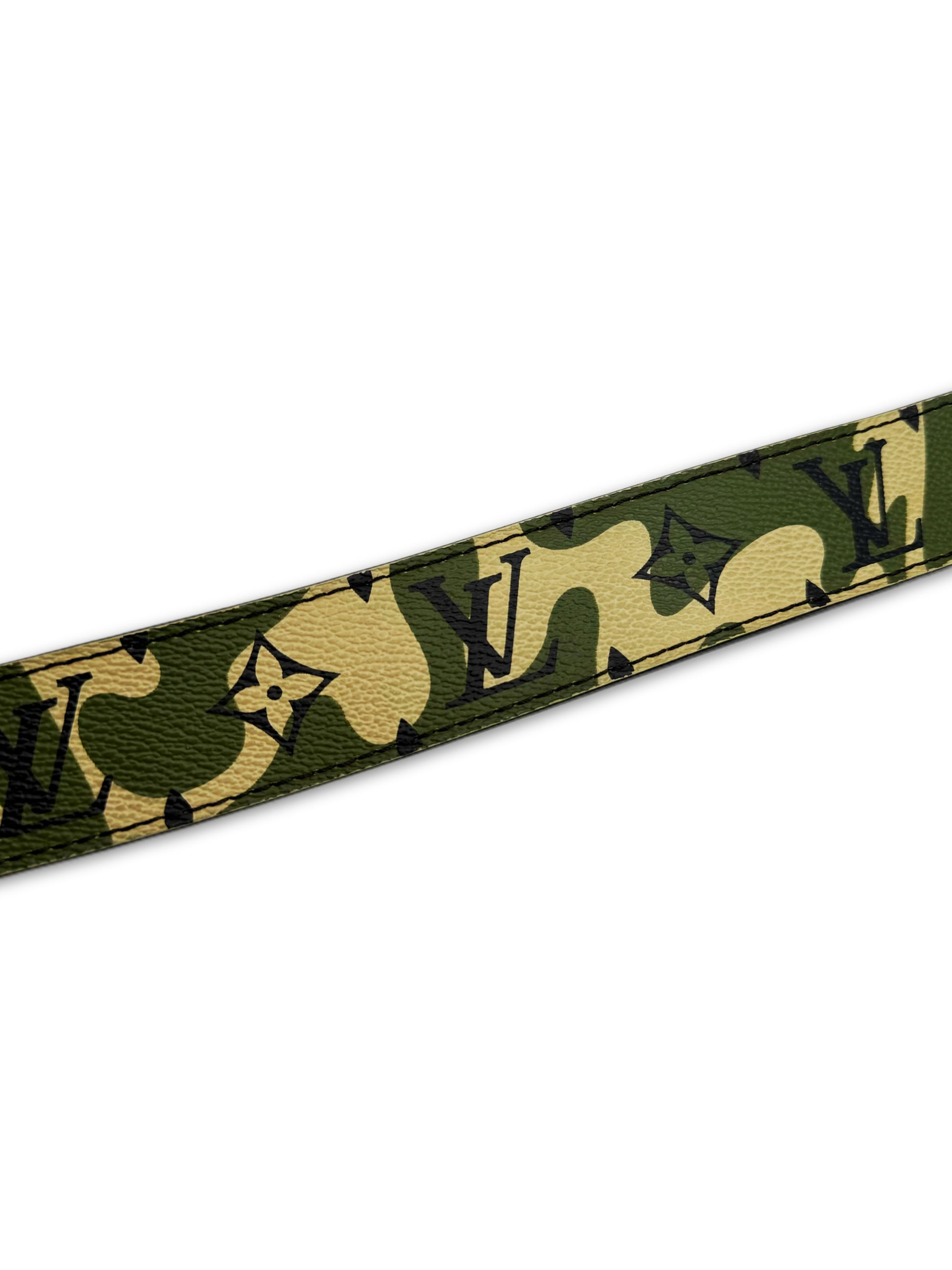 2007 Louis Vuitton x Takahashi Murakami Green Camo Leather Belt
