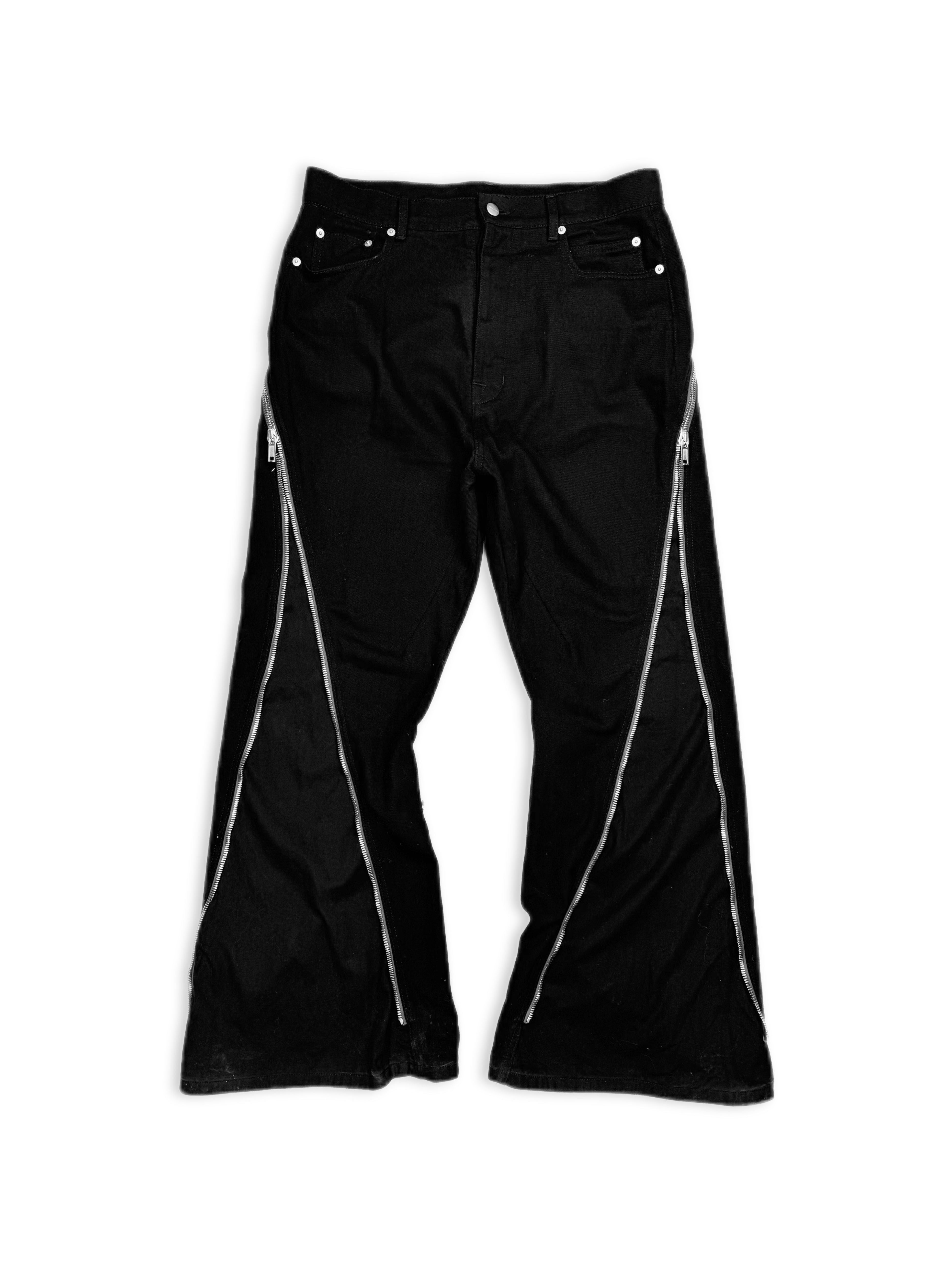 SS22 Rick Owens ‘Fogachine’ Banana Zip Bolan Flared Jeans