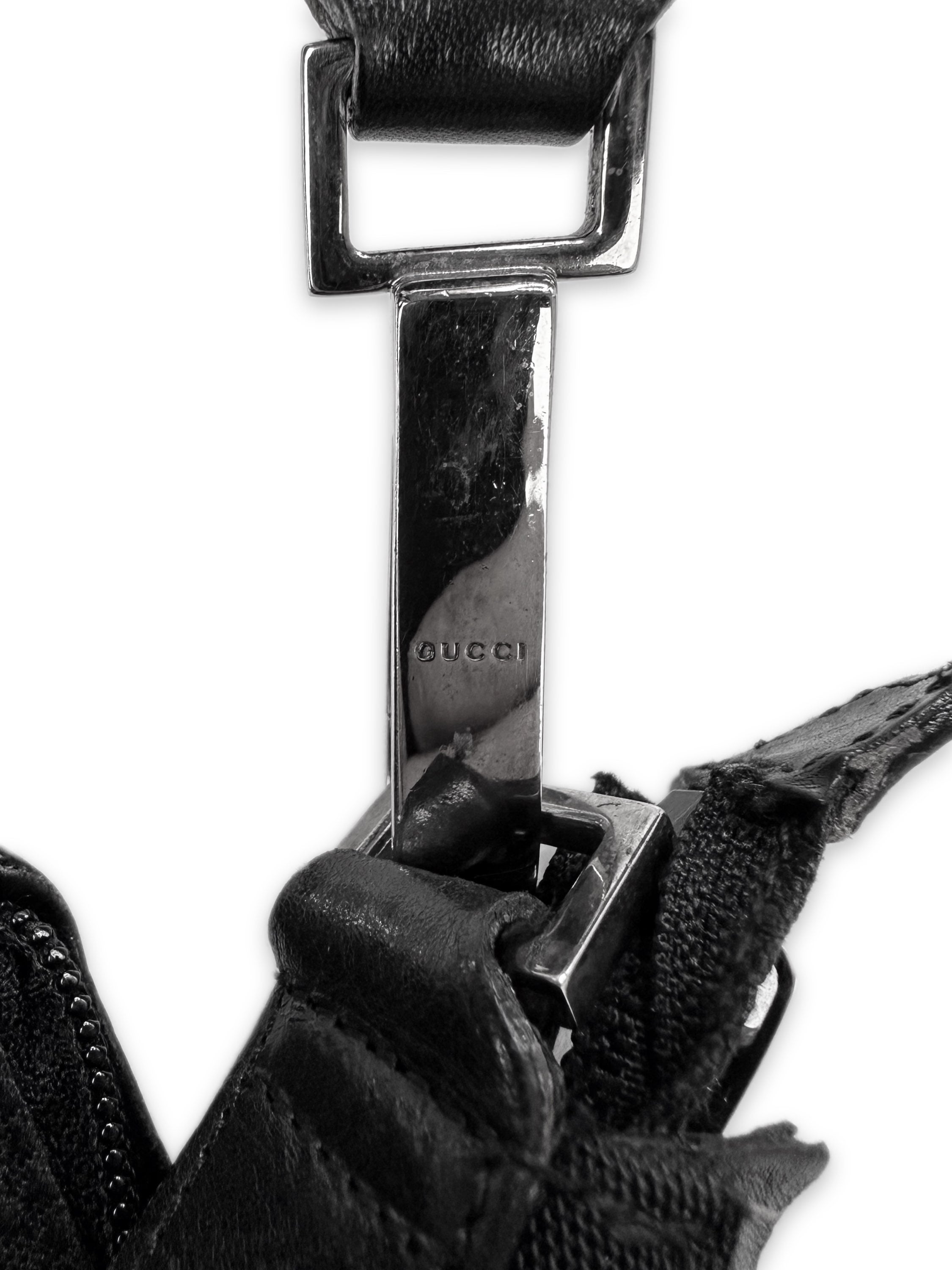 00s Gucci Black Leather Nylon Handbag