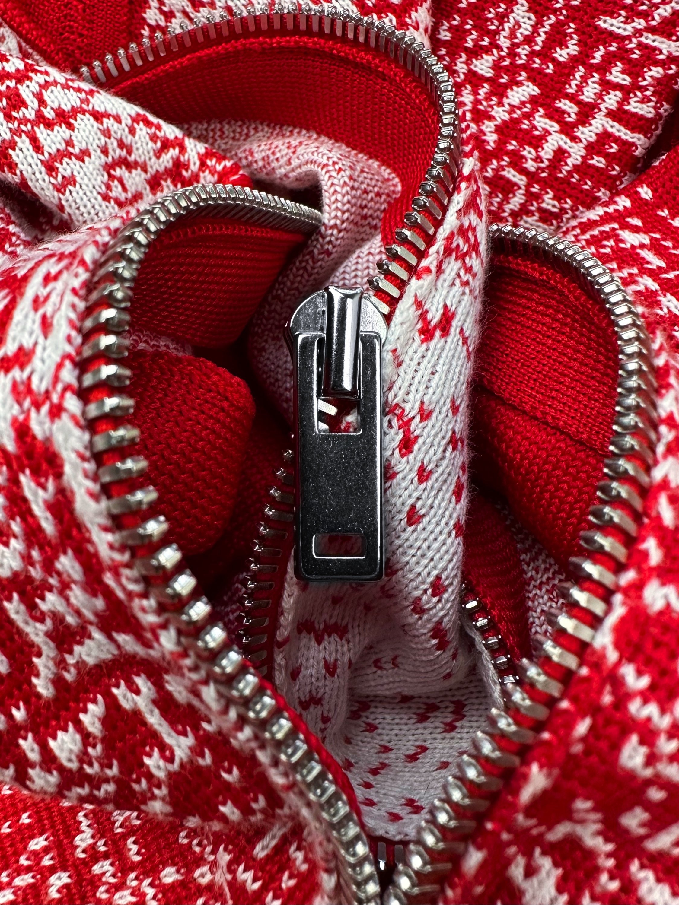 SS17 Maison Margiela ‘Face’ Pointillism Knit Cherry Bomber Jacket