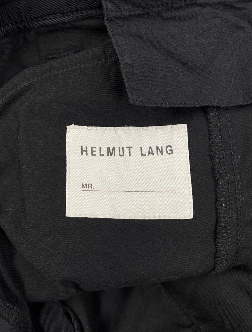 Helmut Lang Aviation Panelled Black Buttoned Cargo Shorts