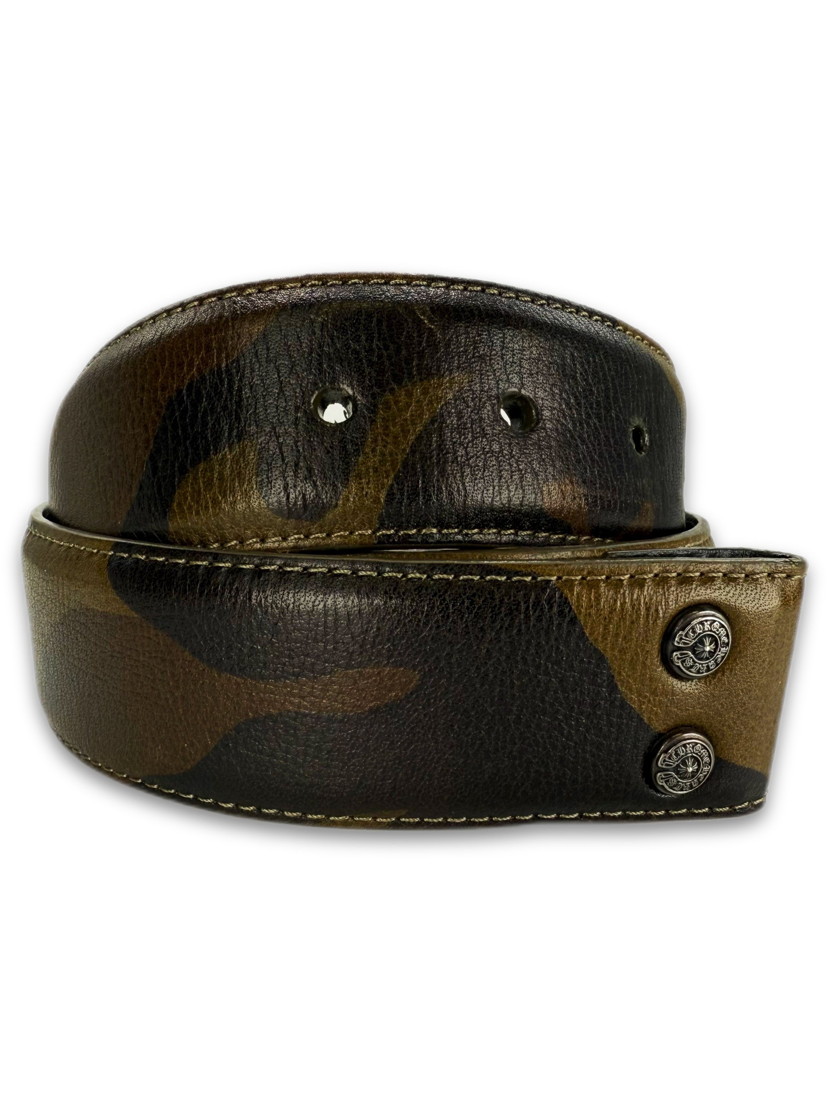 Chrome Hearts ‘Camouflage’ Green / Brown Leather Belt