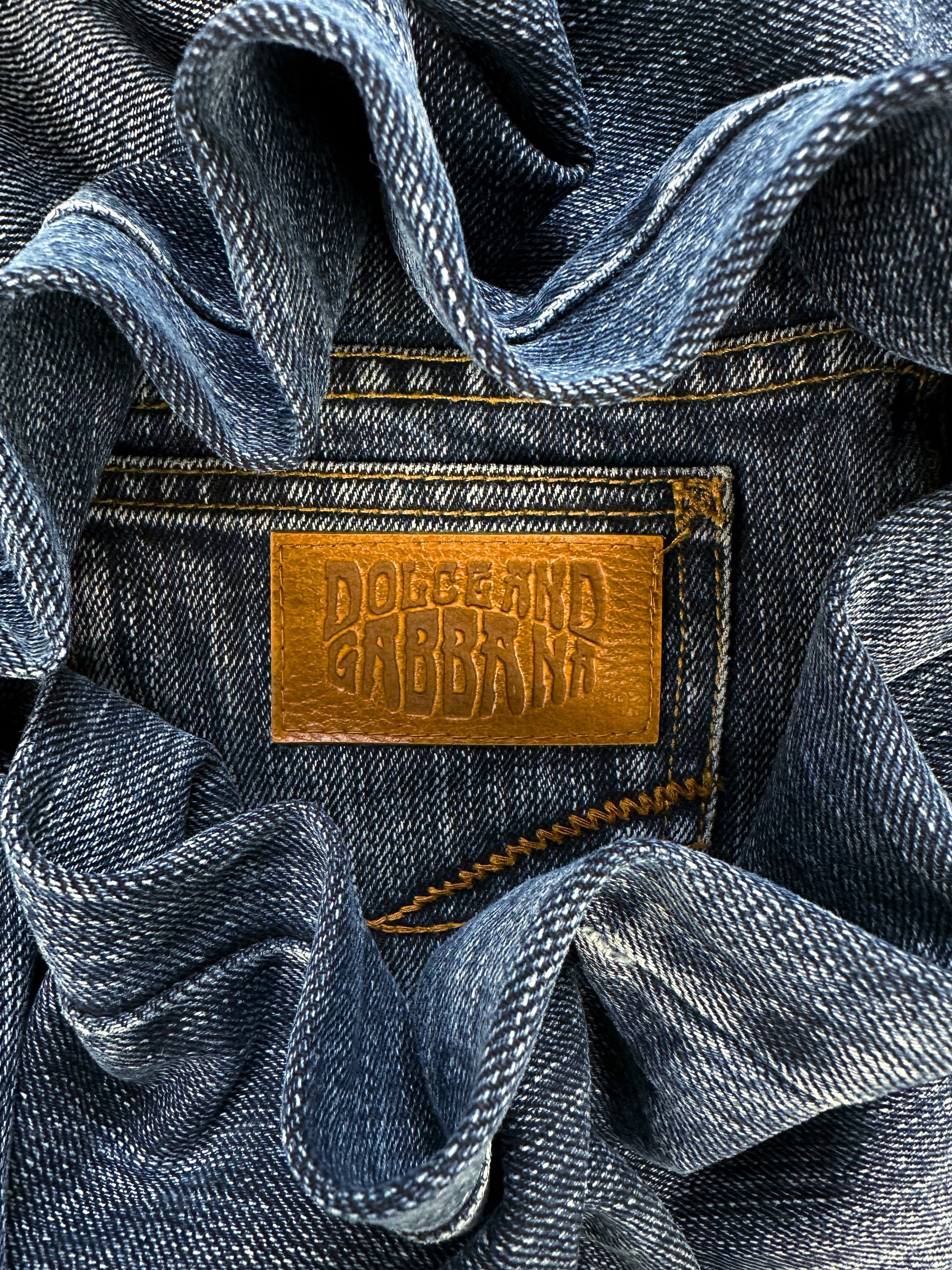 00s Dolce &amp; Gabbana Blue Hippie Logo Flared Denim