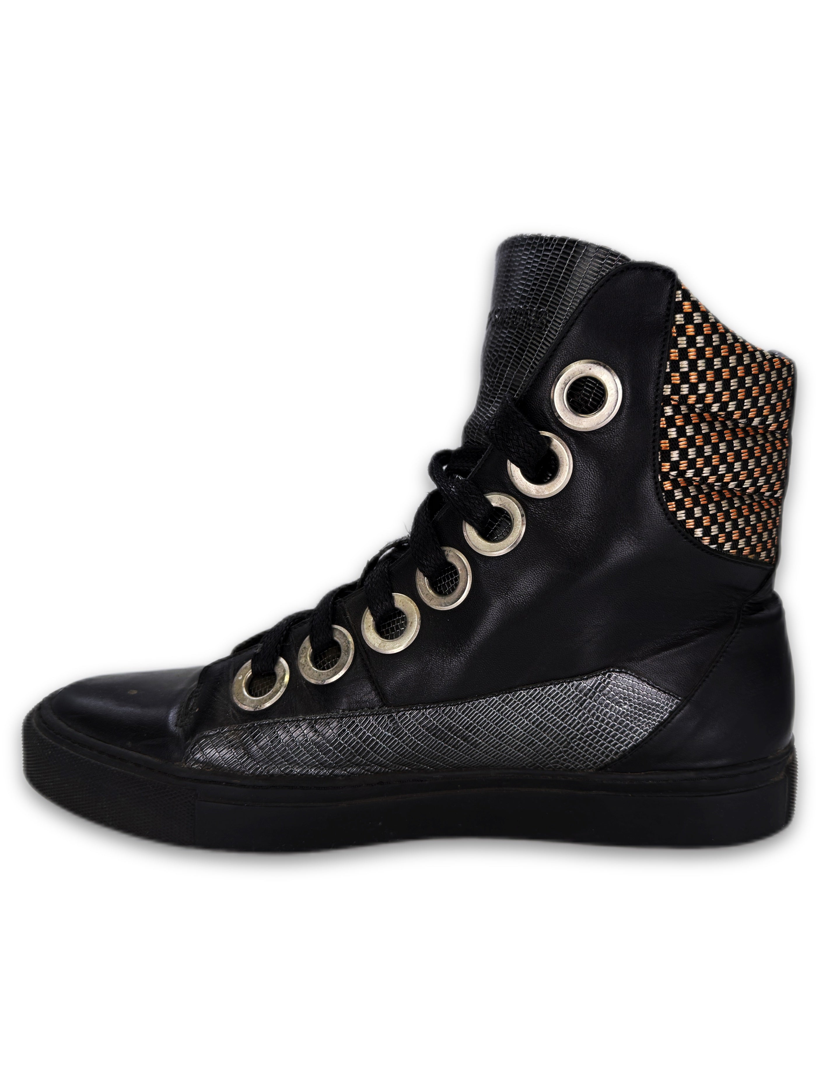 Raf Simons x Sterling Ruby Multi Coloured Hi-top Leather Sneakers