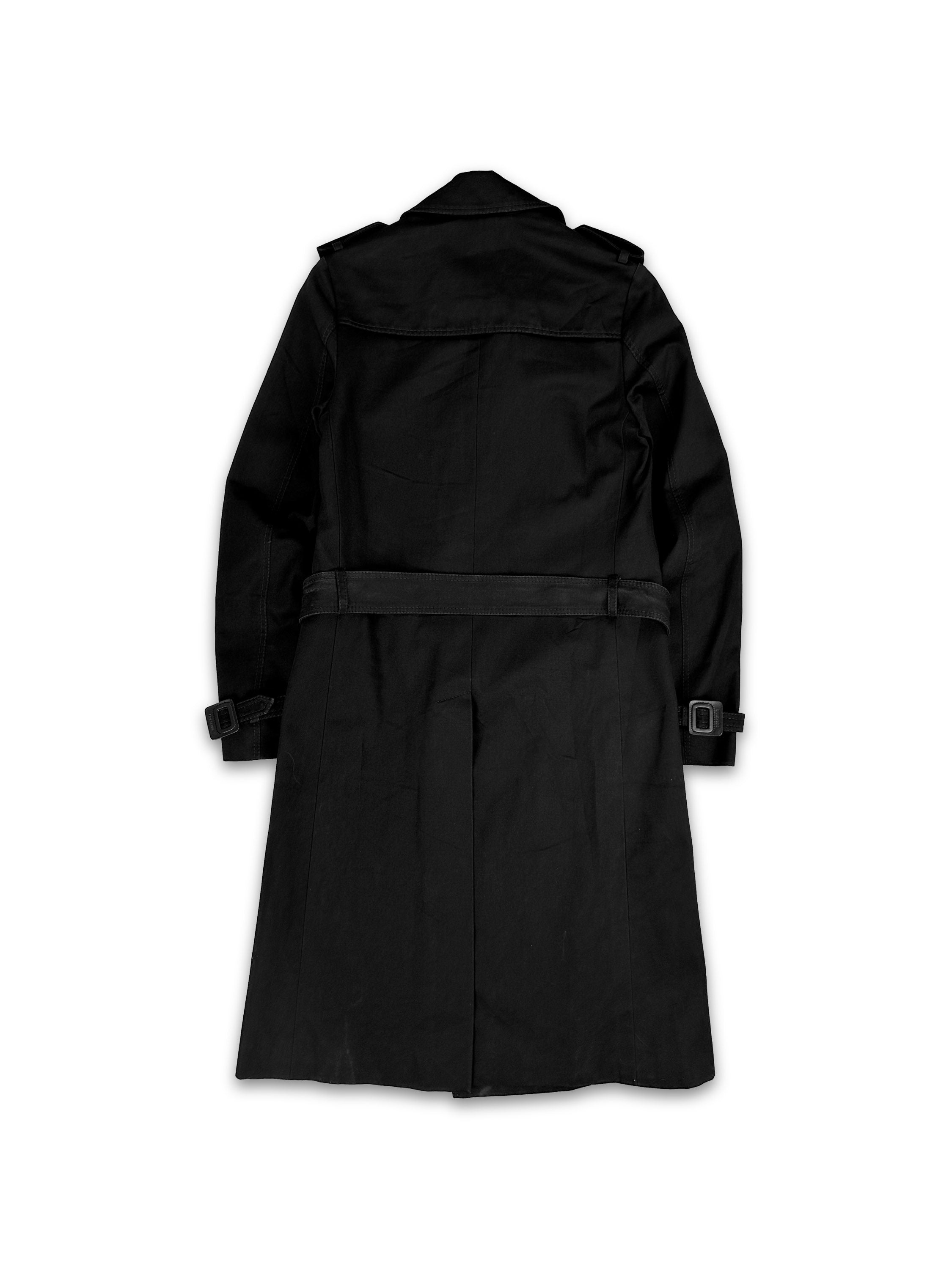 00s Dior Homme Black Full Length Belted Trench Coat