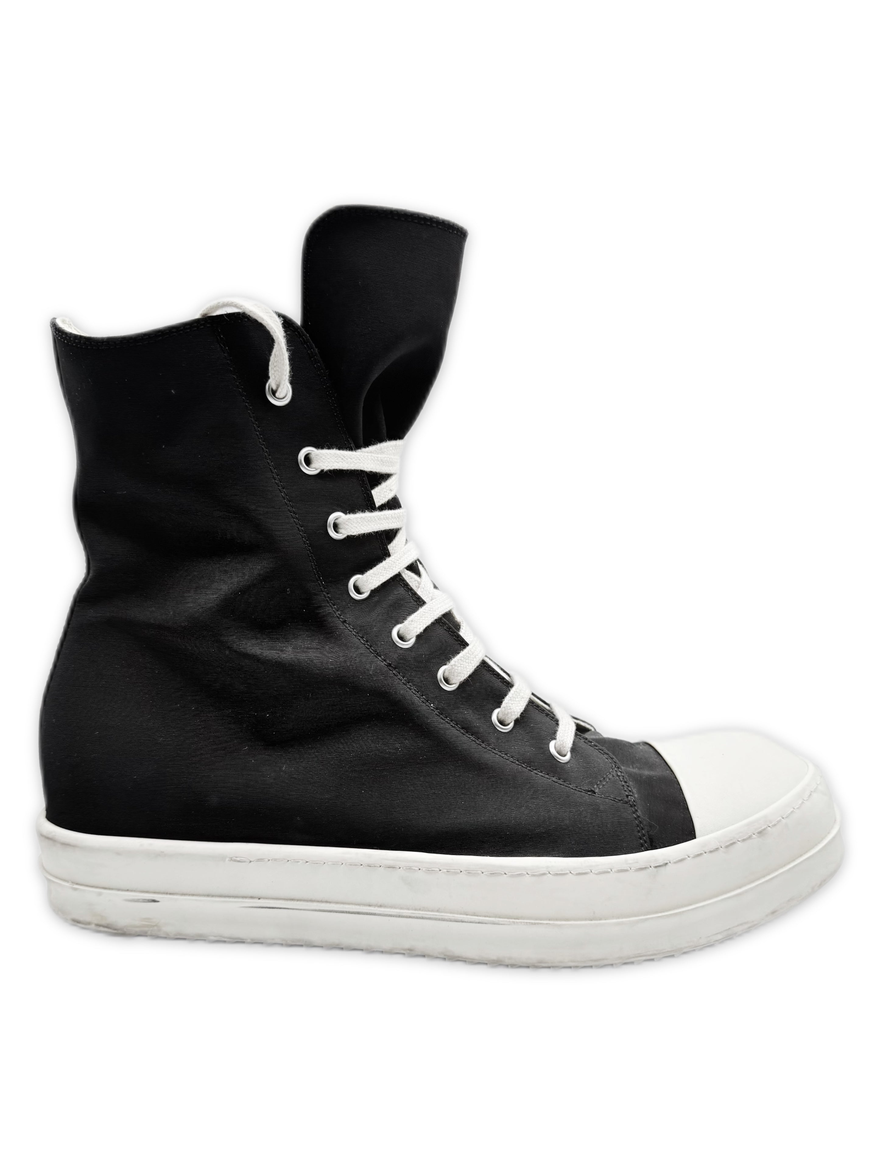 Rick Owens Black Hi-top Canvas Side Zip Ramones Sneakers