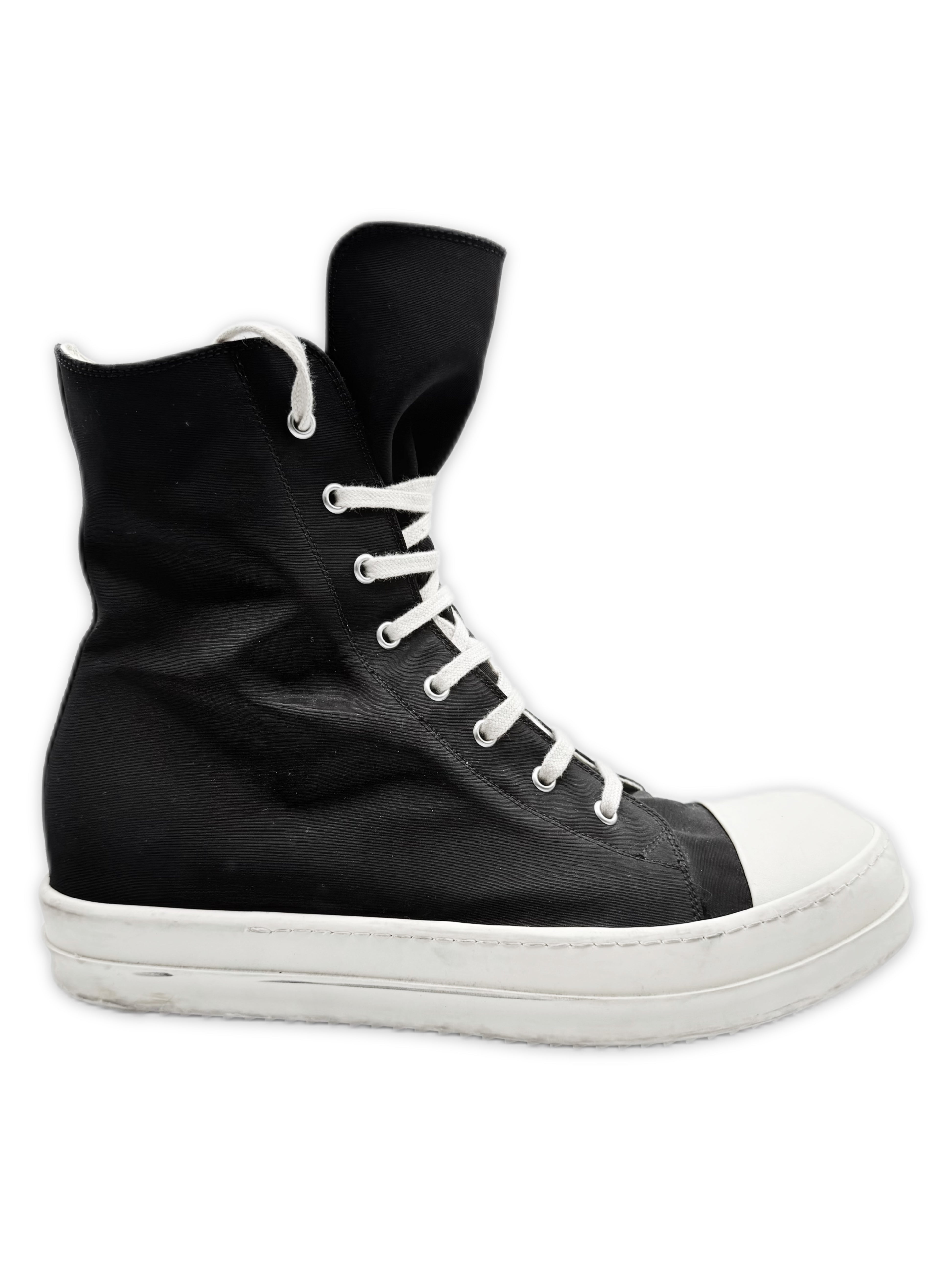 Rick Owens Black Hi-top Canvas Side Zip Ramones Sneakers