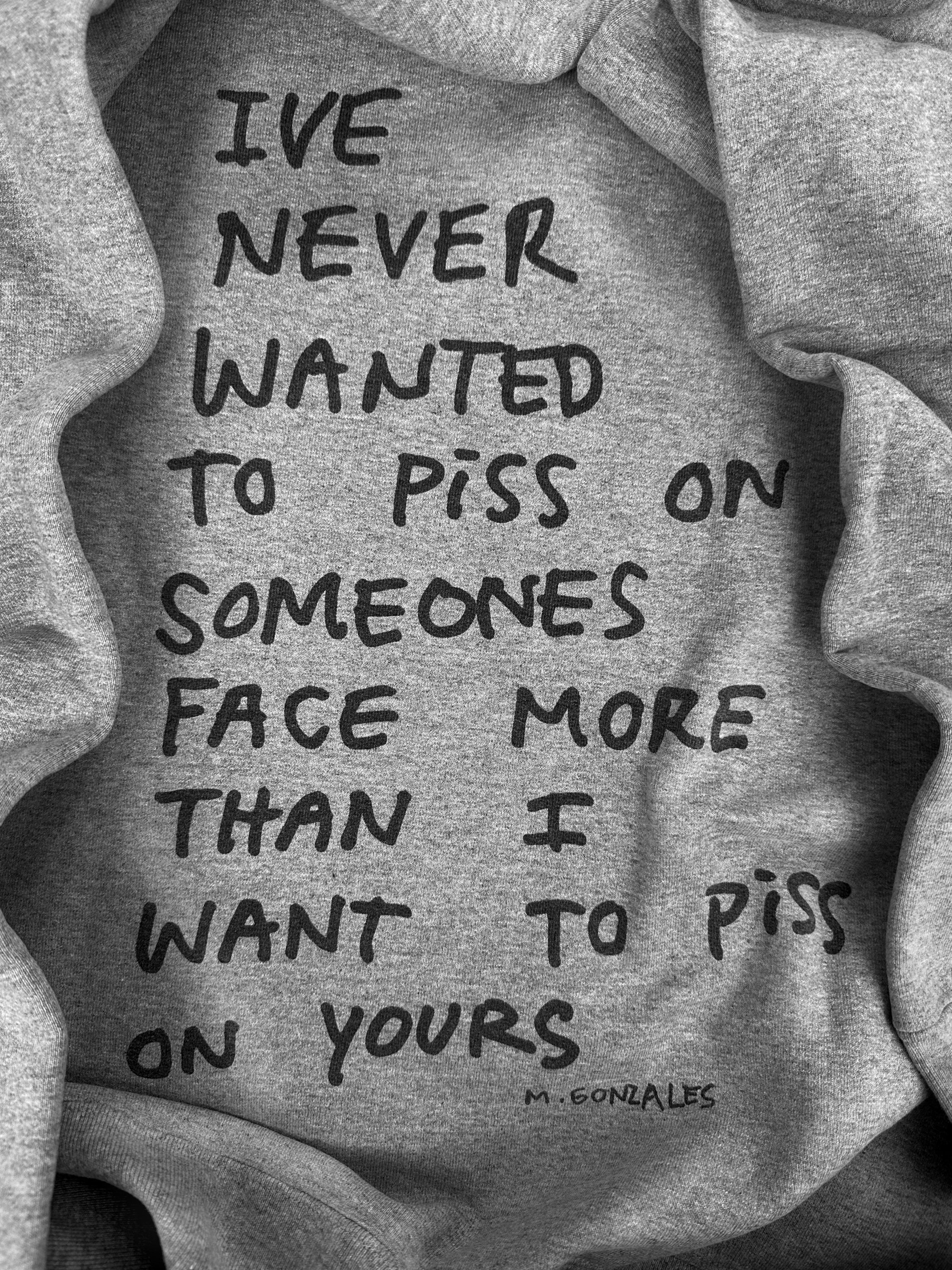FW13 Supreme x Gonz ‘Piss Face’ Slogan Heather Grey Zip-up Hoodie