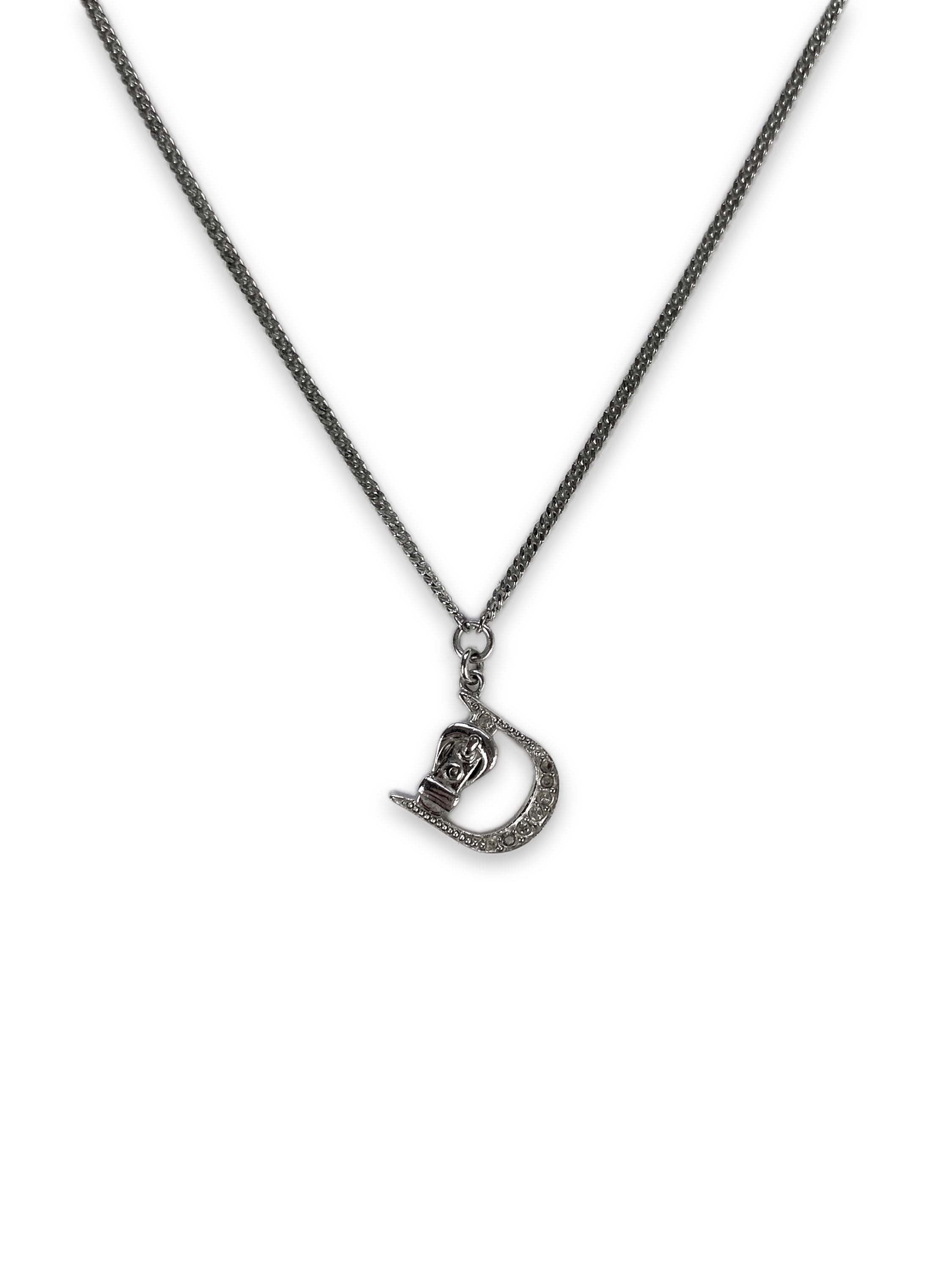 00s Dior Belted Swarovski Crystal ‘D’ Logo Necklace